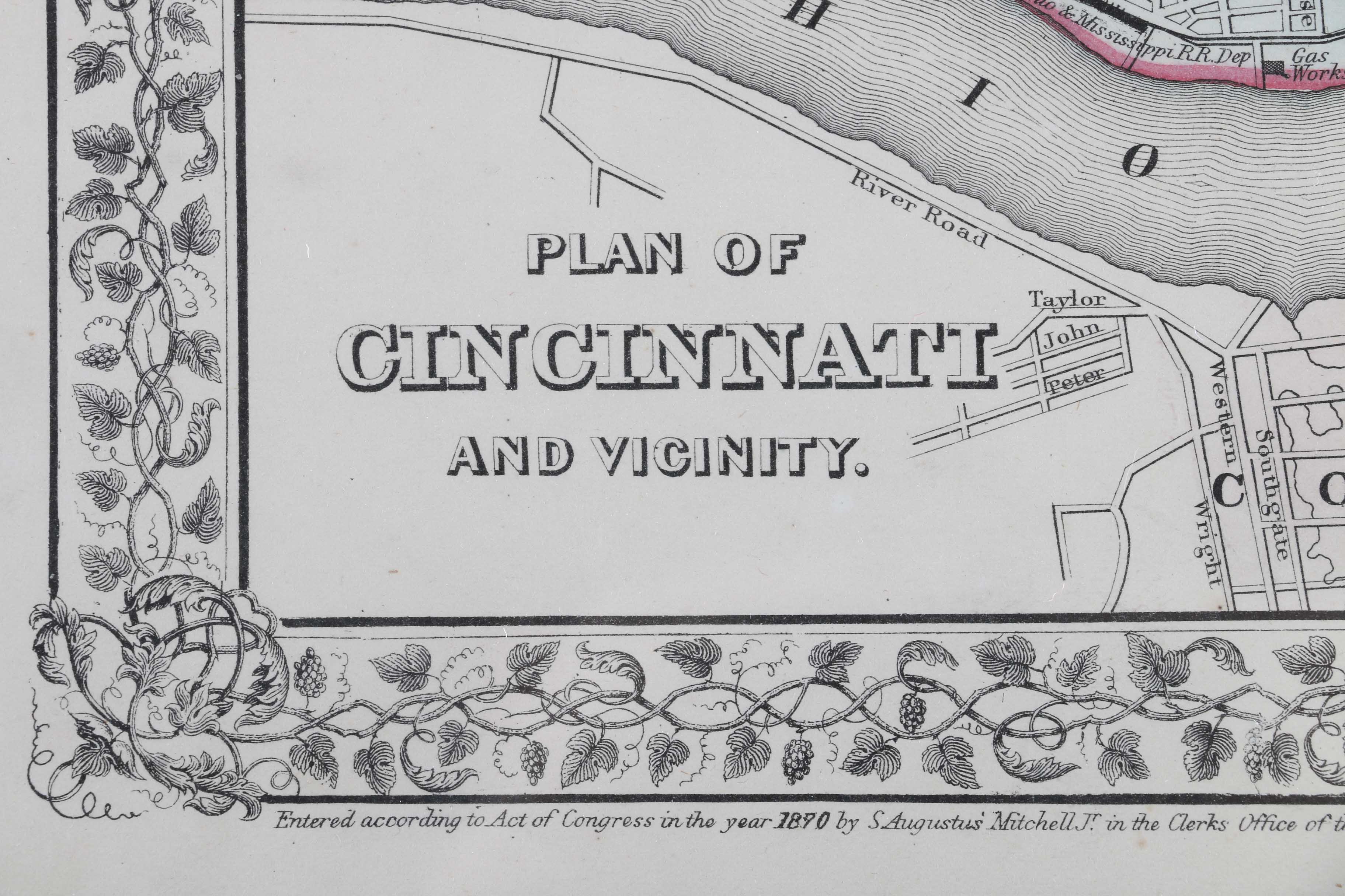 Reproduction 1870 Map of Cincinnati