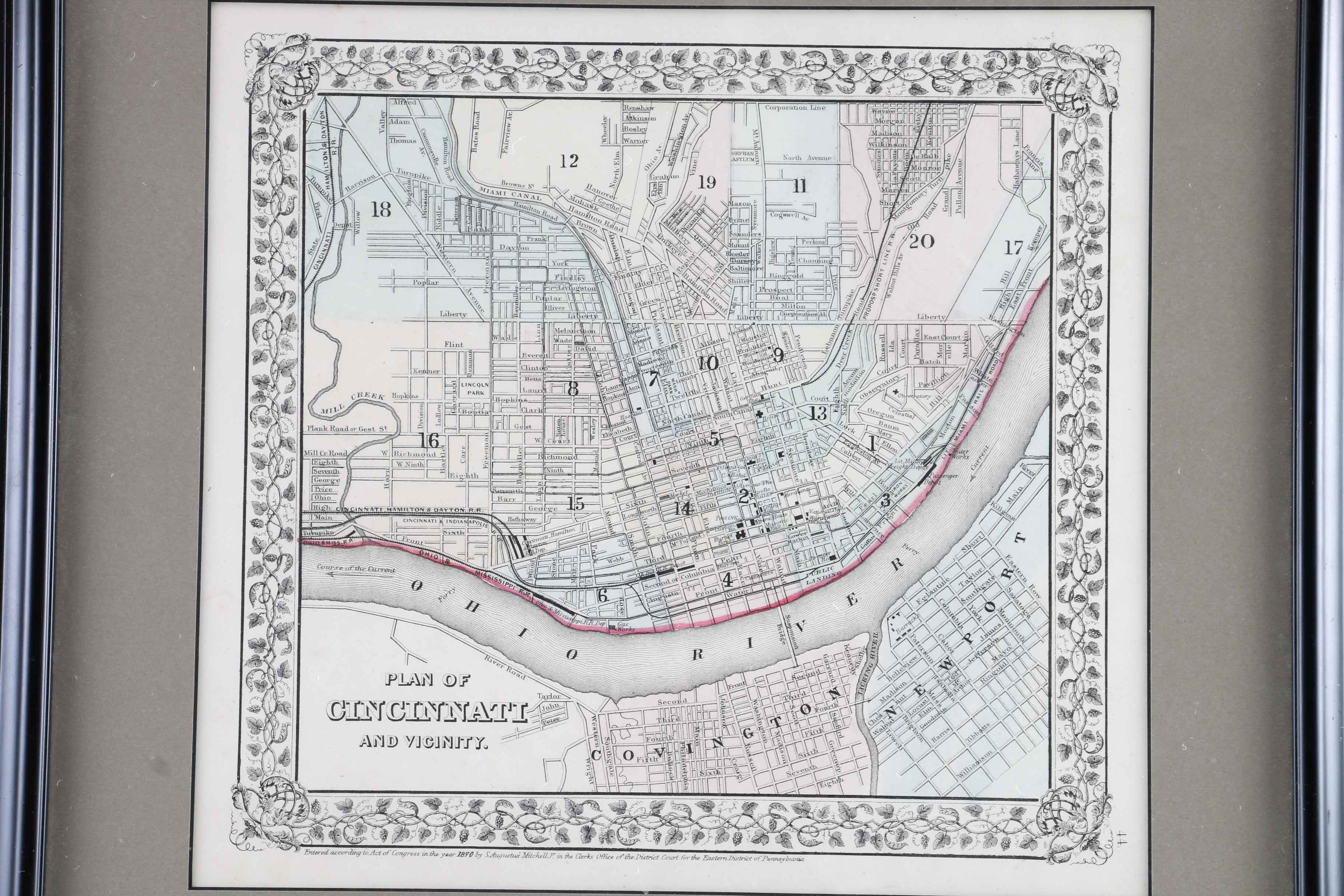 Reproduction 1870 Map of Cincinnati