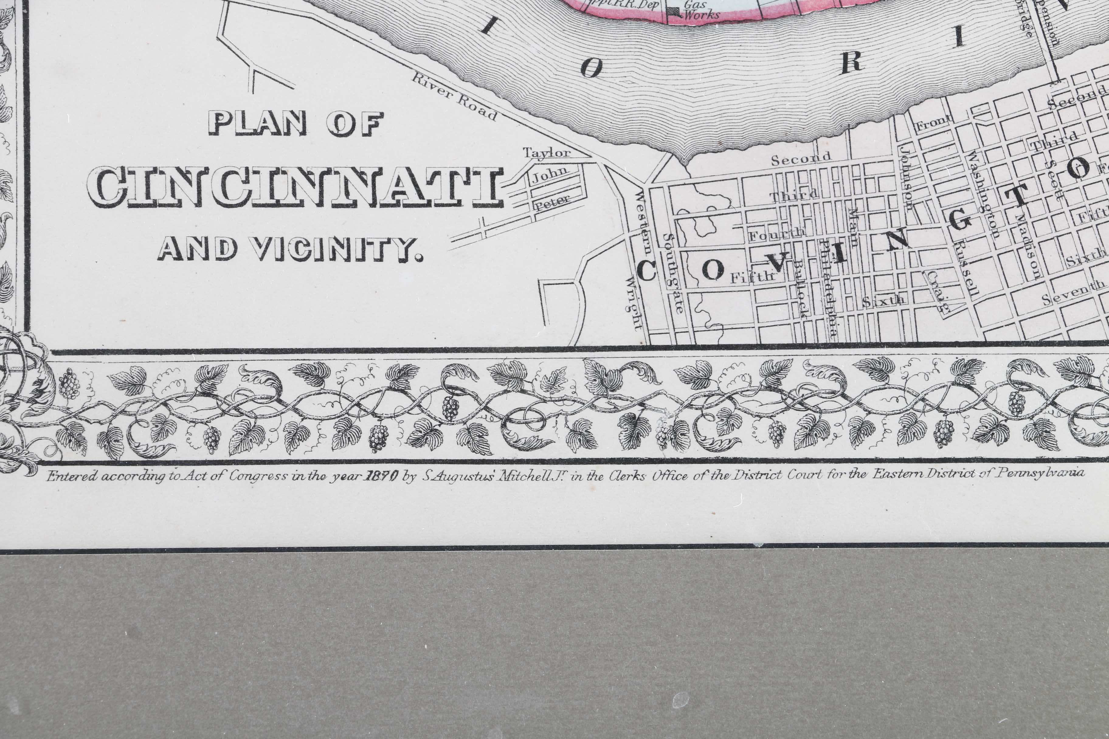 Reproduction 1870 Map of Cincinnati