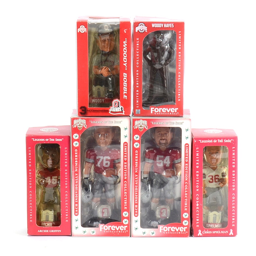 Six Ohio State Football Bobbleheads, Incudes Woody Hayes