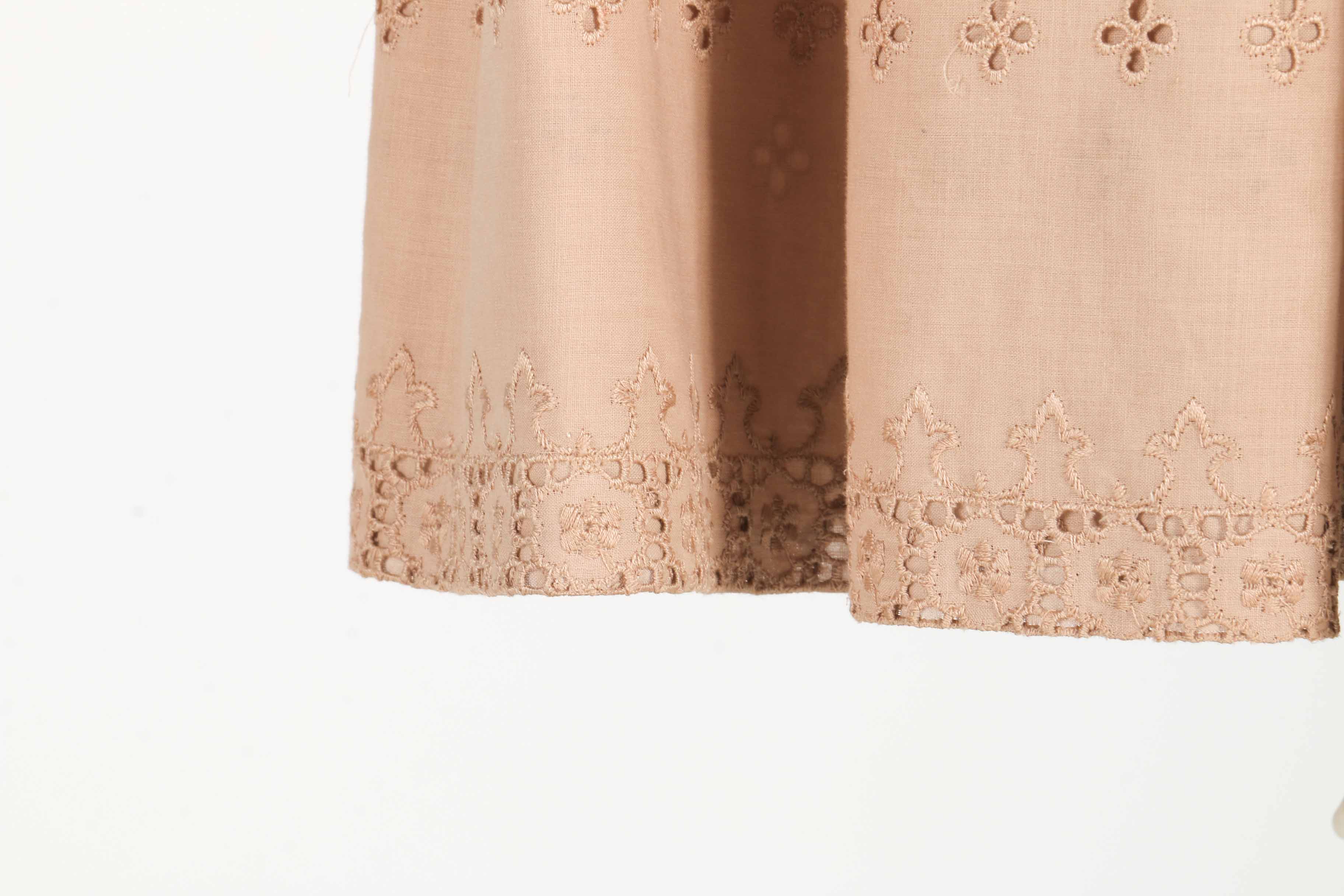 Two Vintage Beige Eyelet Dresses