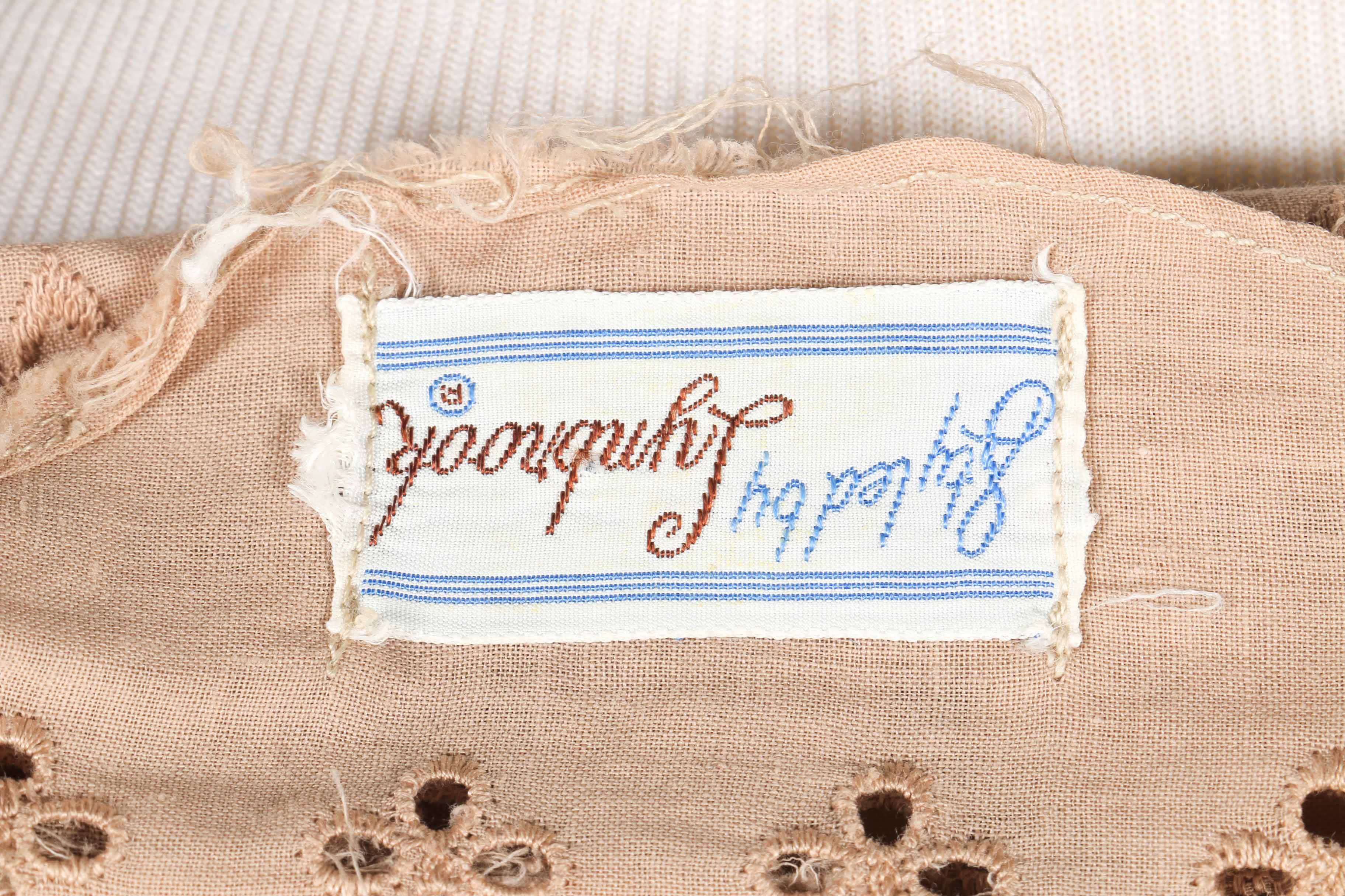 Two Vintage Beige Eyelet Dresses