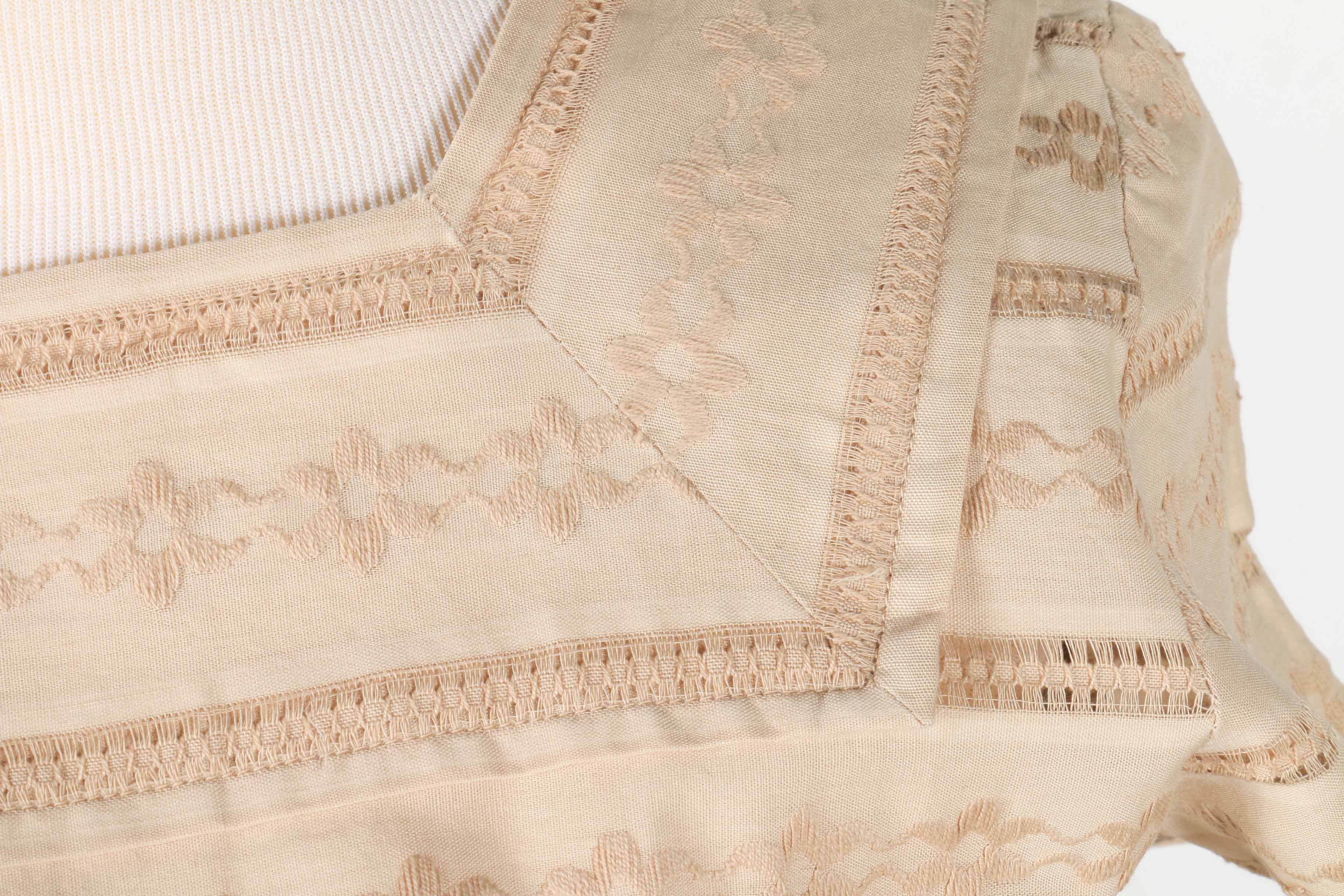 Two Vintage Beige Eyelet Dresses