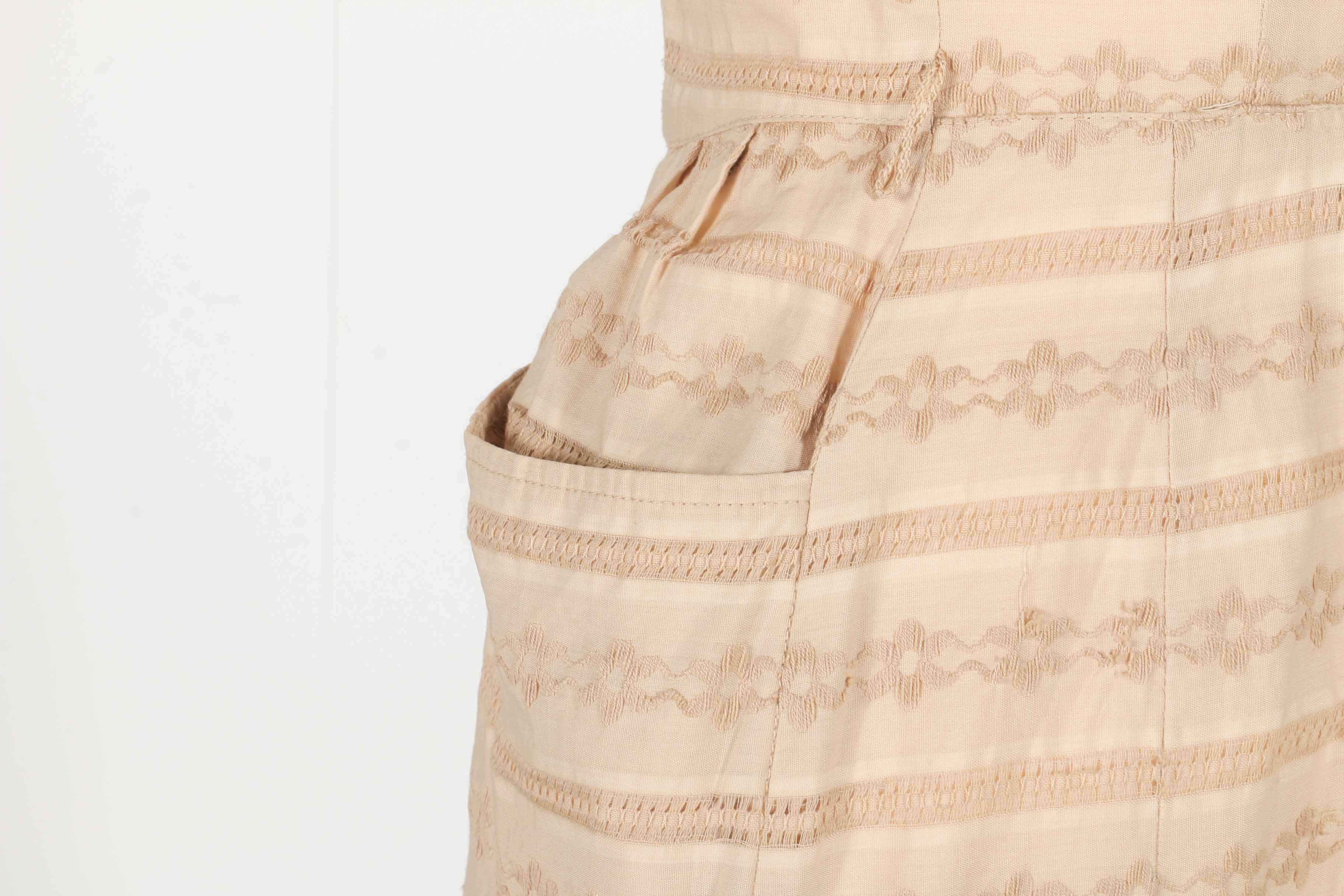 Two Vintage Beige Eyelet Dresses