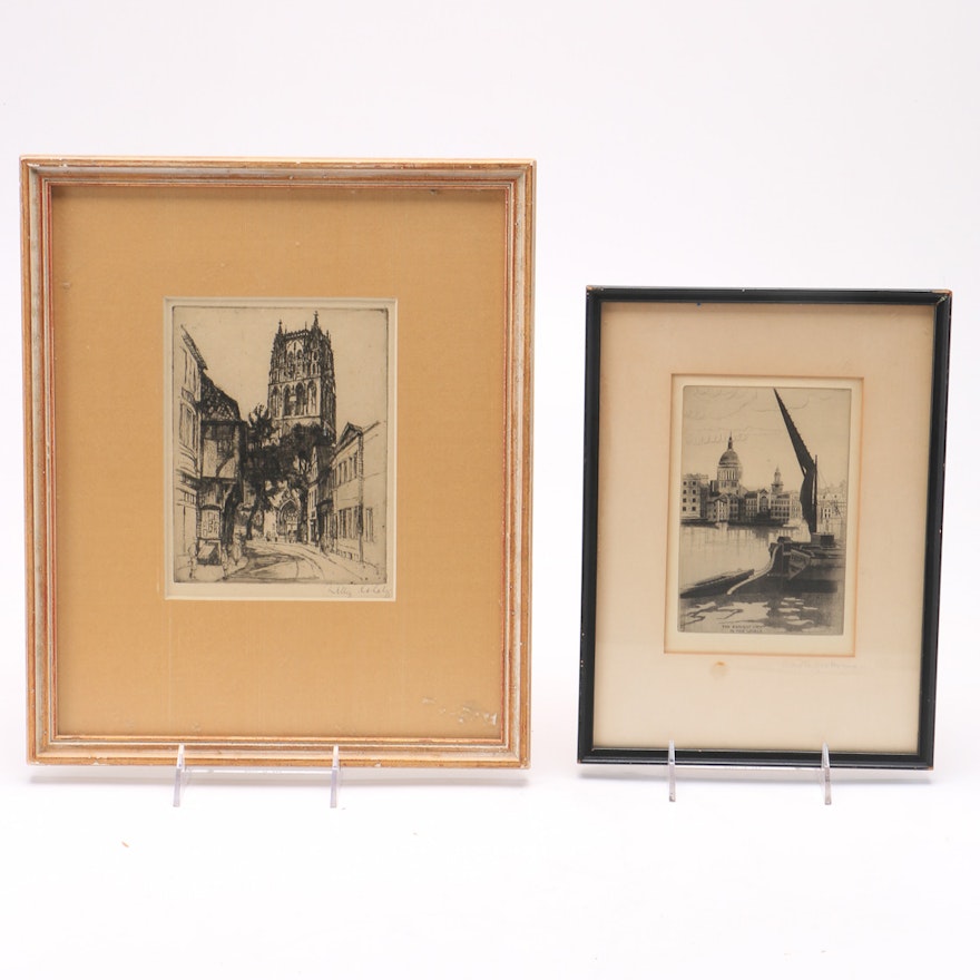 Cityscape Etchings by Willy Scholz and John Taylor Arms