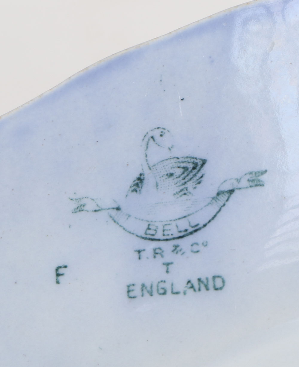 Antique  Flo Blue Plates and Porcelain Leaf Dish