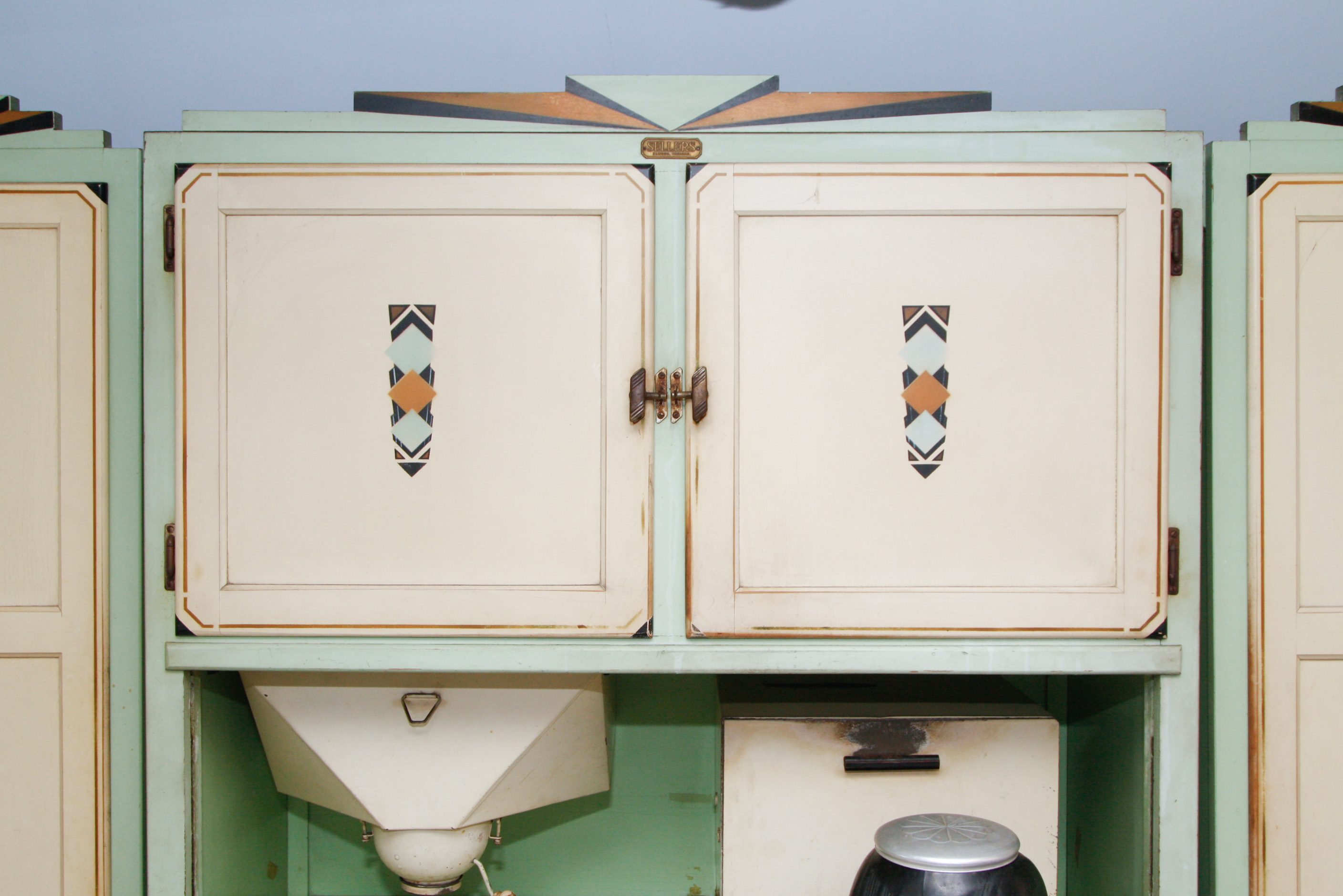 Antique Sellers Three-Piece Baker's Kitchen Wall Unit