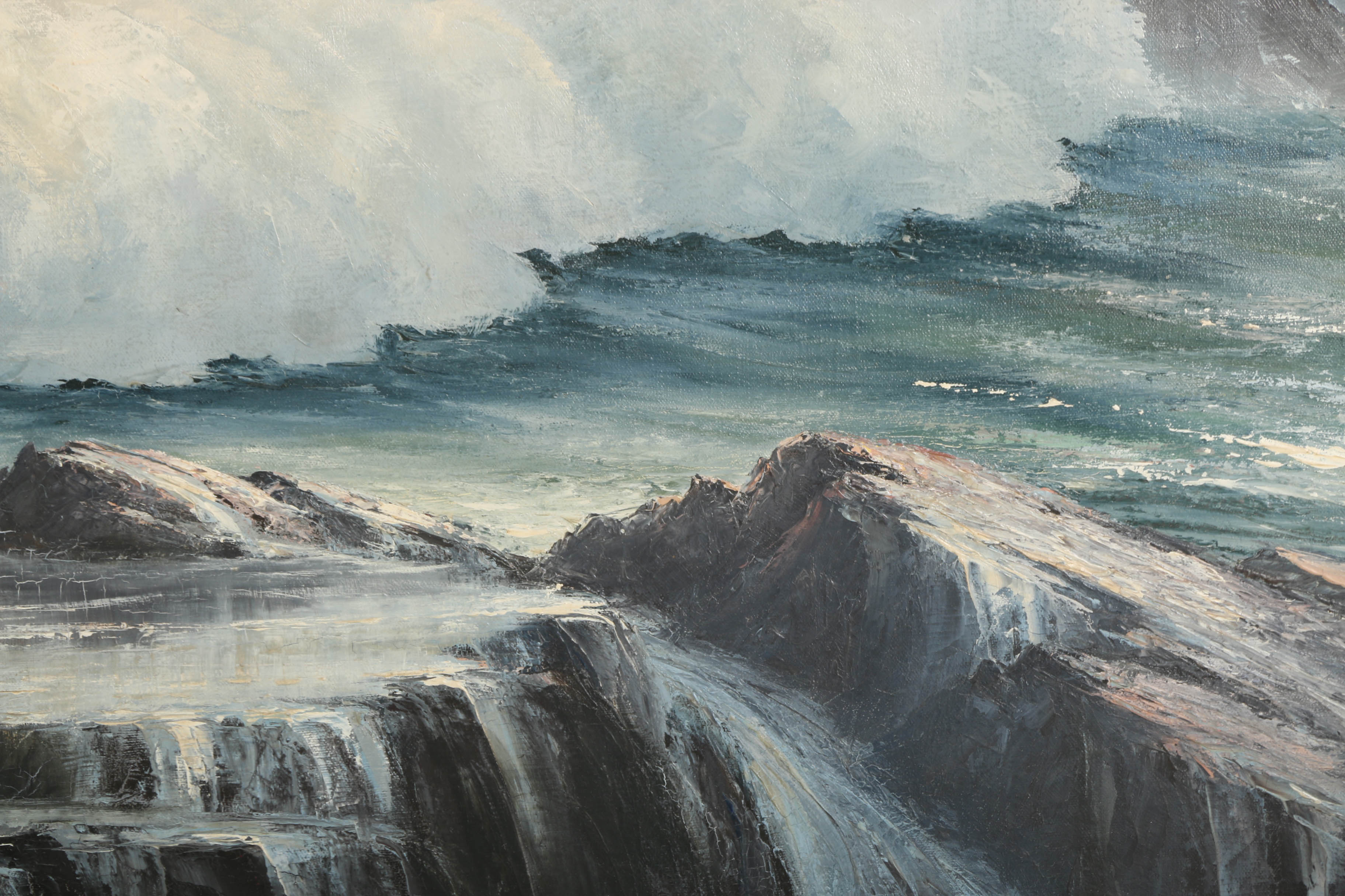 Ronald Moreton Oil Painting on Board "Pounding Surf"
