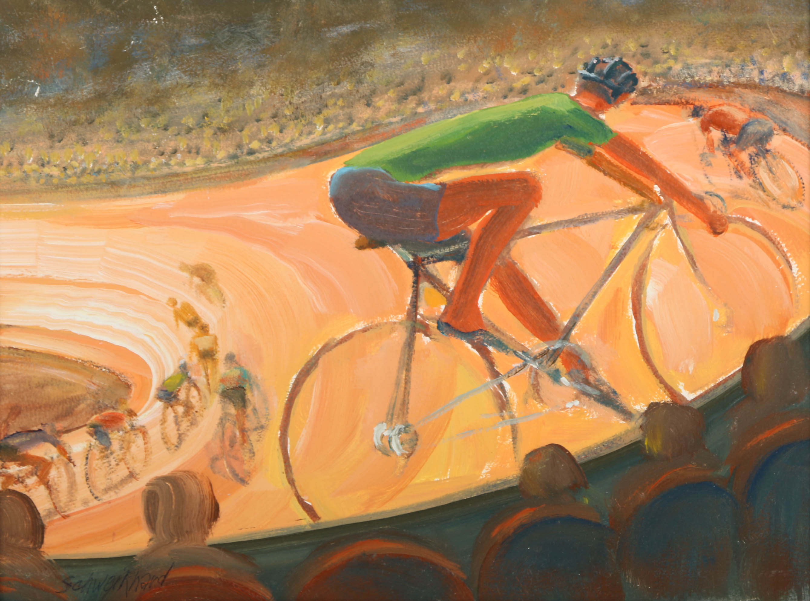 John Schweikhard Oil Painting on Board "Six Day"