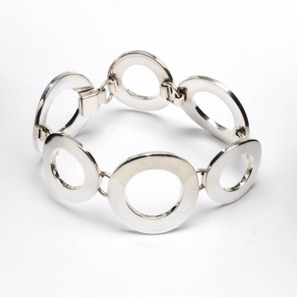 Sterling Silver Openwork Link Bracelet