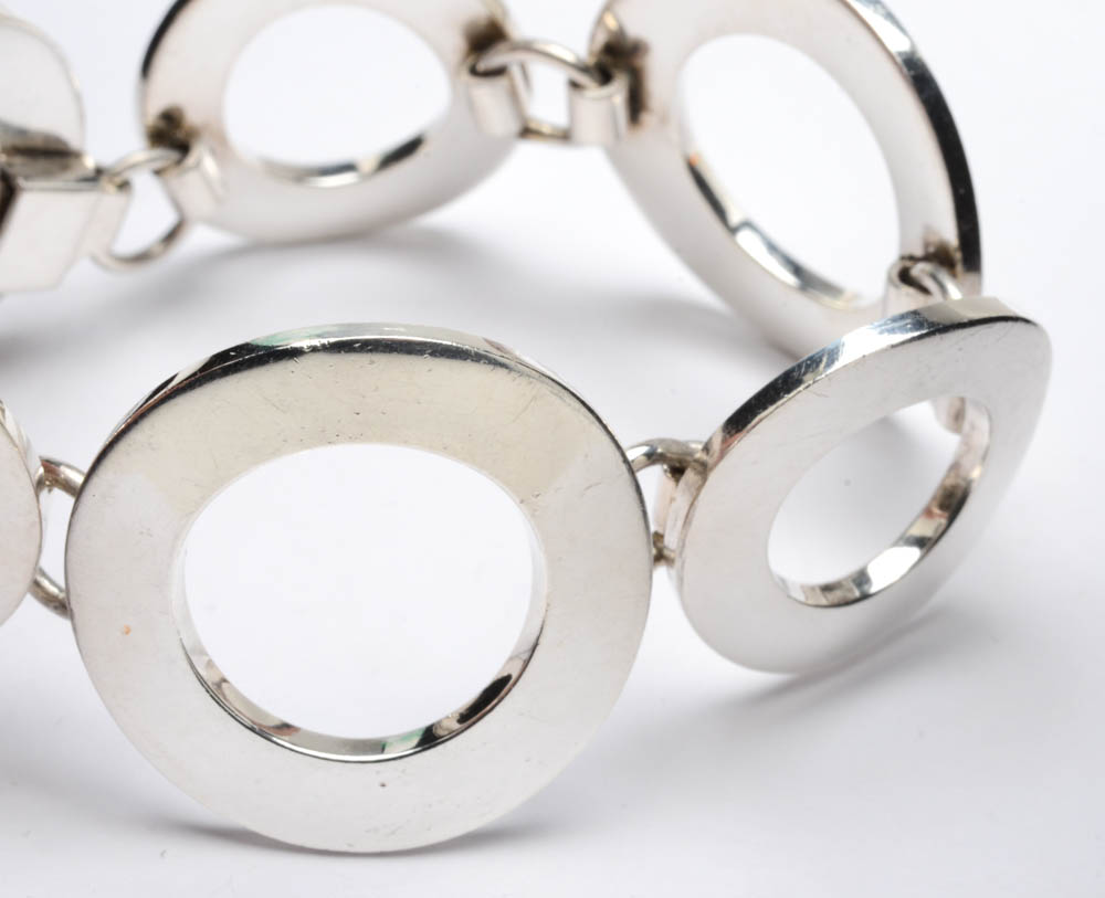 Sterling Silver Openwork Link Bracelet