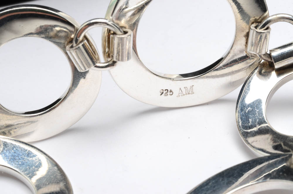 Sterling Silver Openwork Link Bracelet