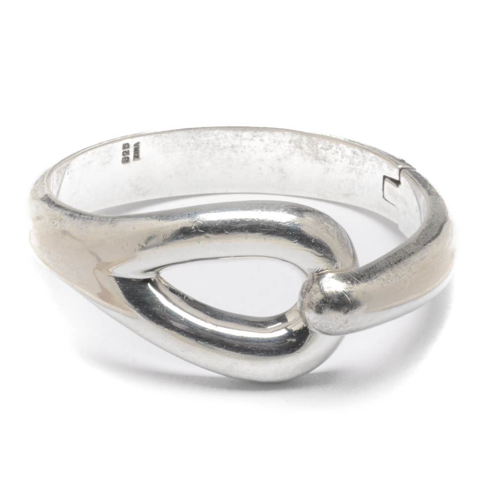 Zina Sterling Silver Hinged Openwork Bangle Bracelet