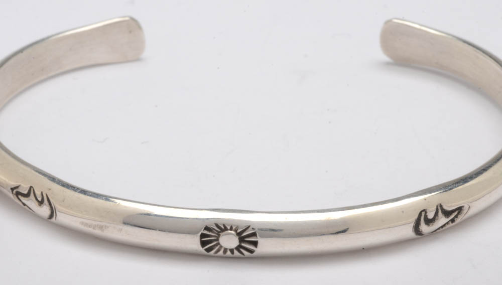 Raymond Yazzie Southwestern Native American Navajo Sterling Silver Cuff Bracelet