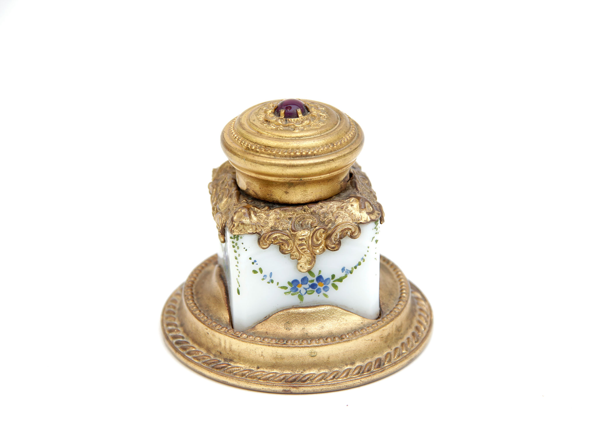 Antique Brass Ink Well Circa 1800's