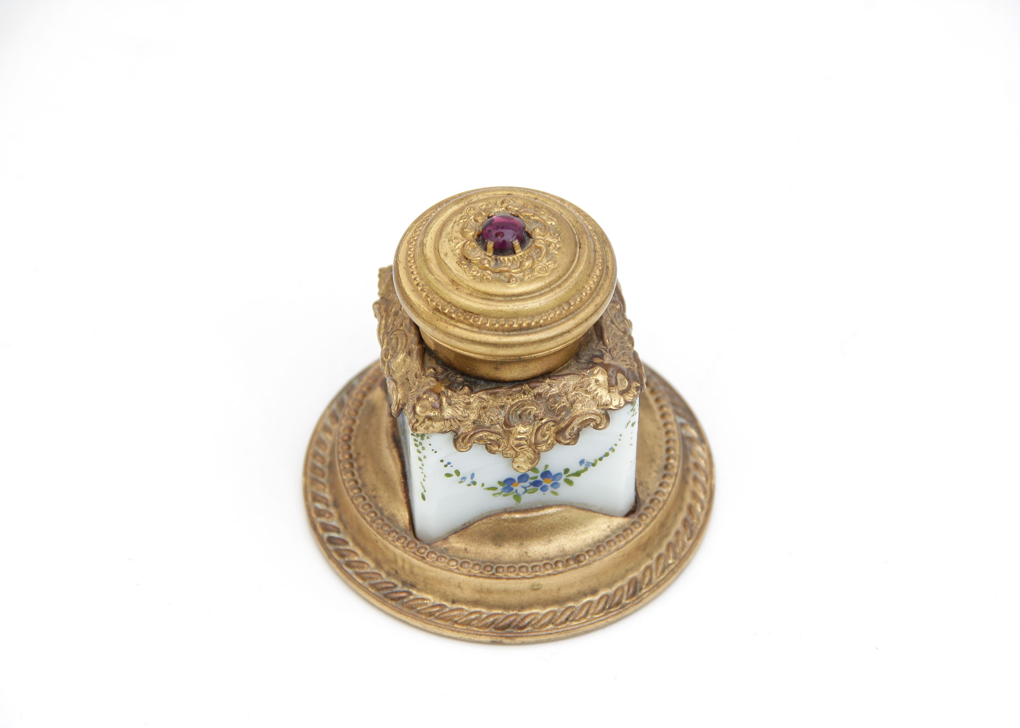 Antique Brass Ink Well Circa 1800's