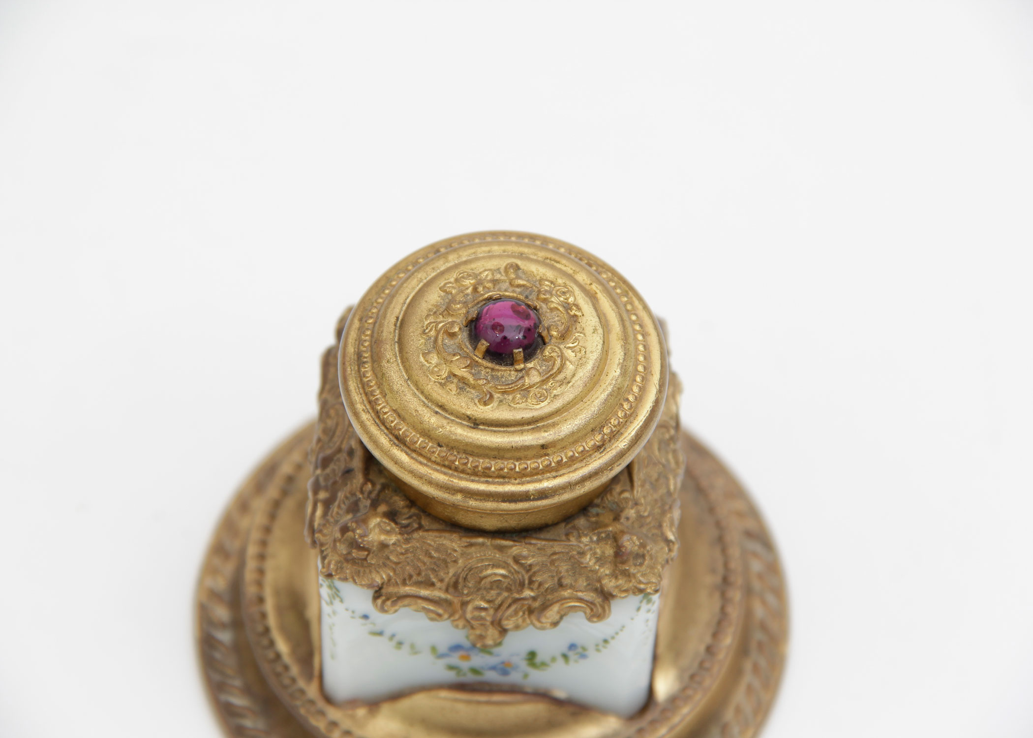 Antique Brass Ink Well Circa 1800's