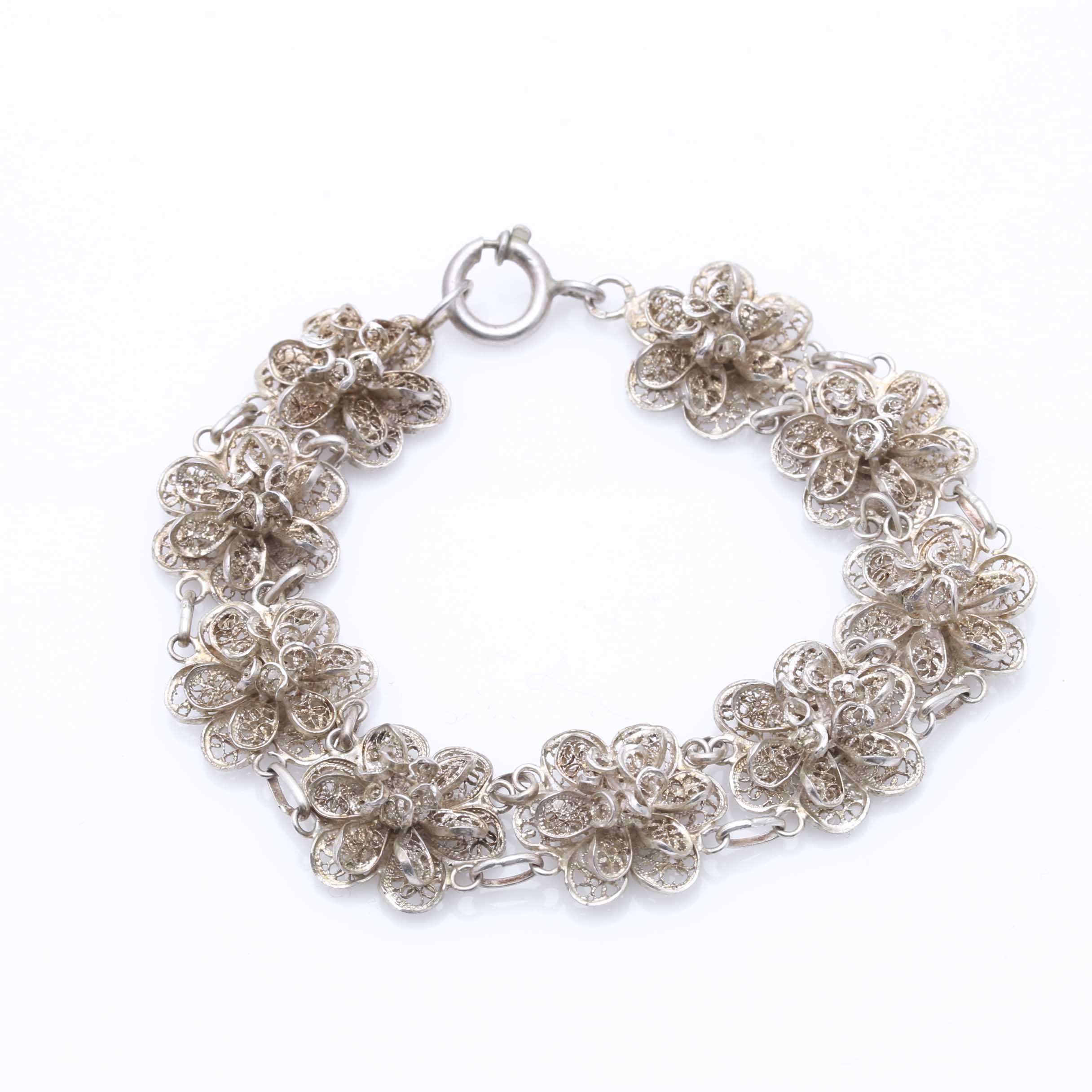 Silver Openwork Brooch and Bracelet