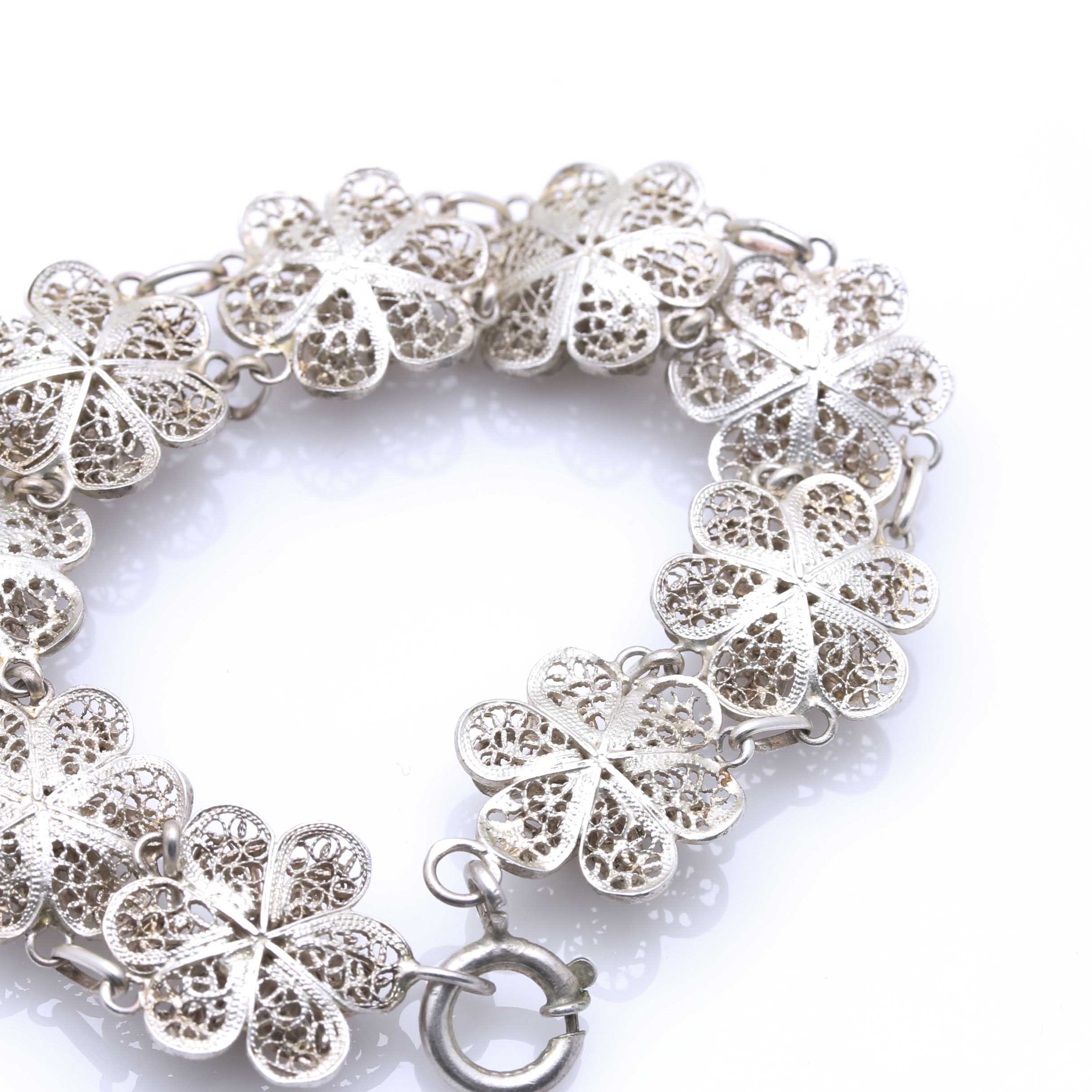 Silver Openwork Brooch and Bracelet