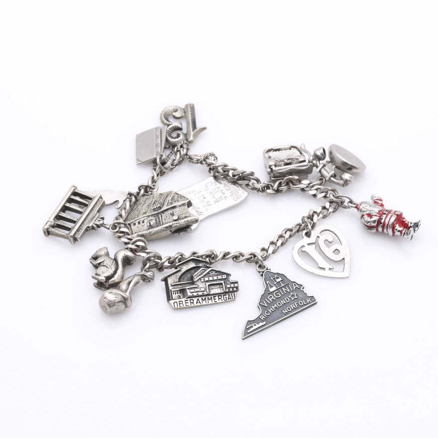 Sterling and 800 Silver Charm Bracelet