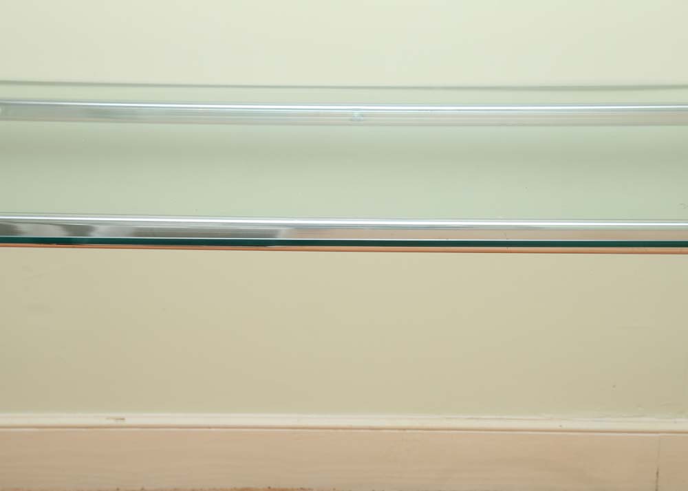 Contemporary Glass and Chrome Sofa Table