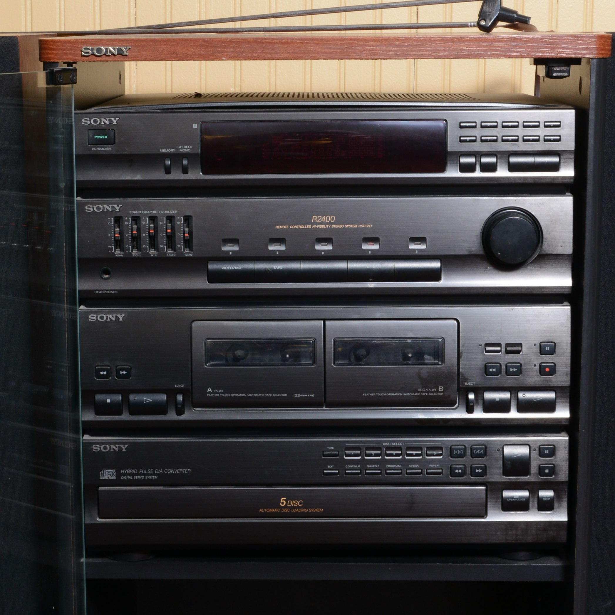 Sony Stereo Remote Control Hi-Fidelity System in Cabinet