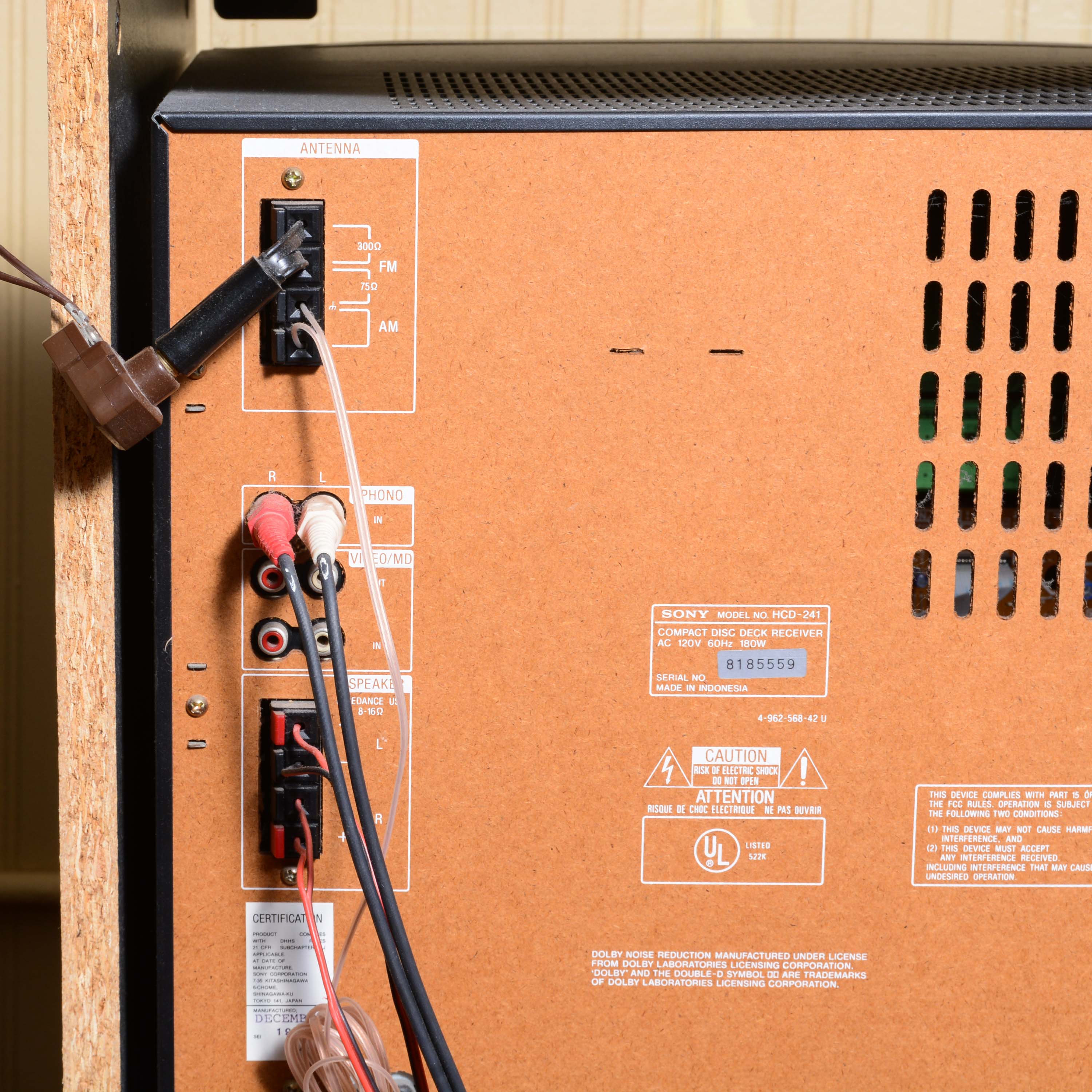 Sony Stereo Remote Control Hi-Fidelity System in Cabinet