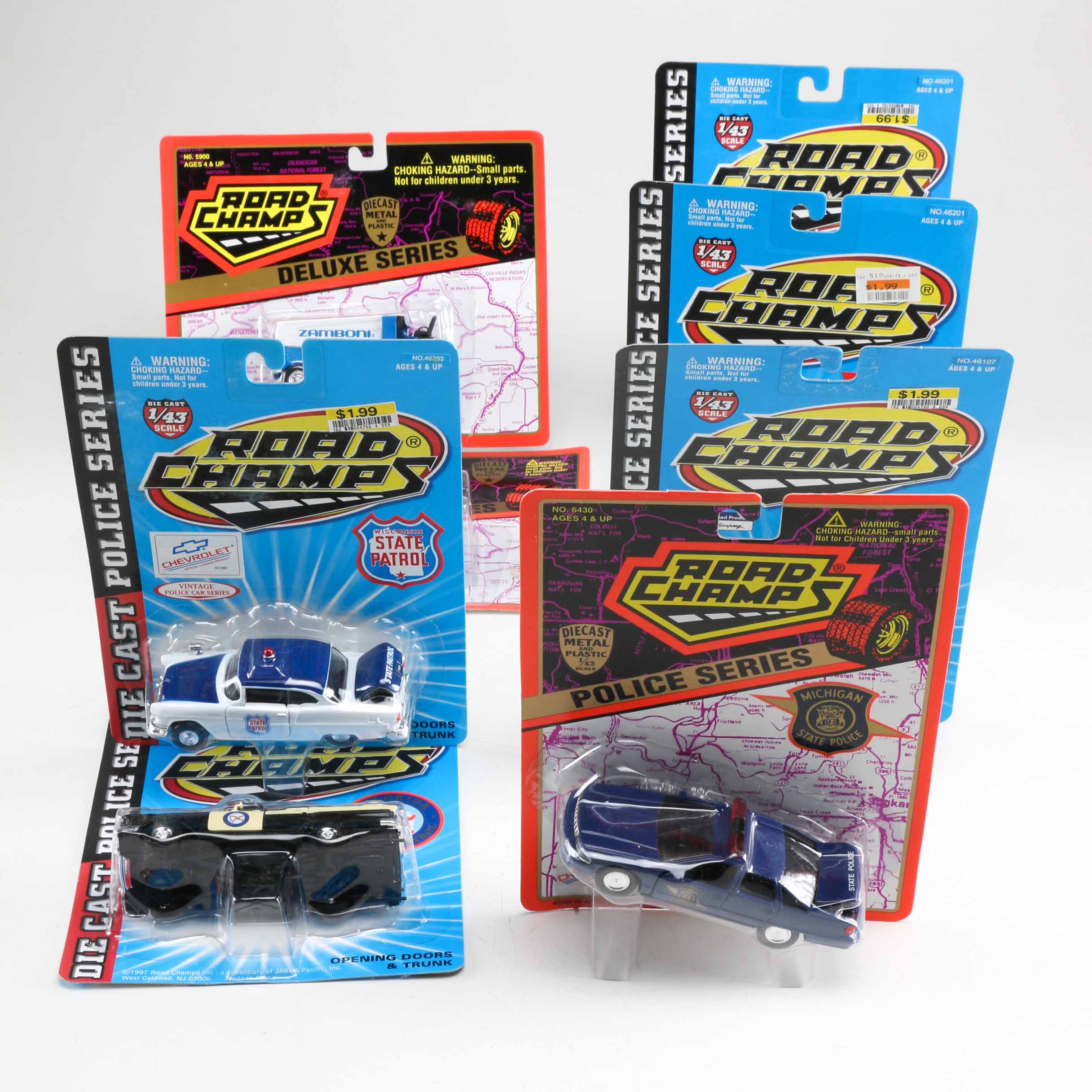 Assortment of Road Champs State Trooper Toy Cars
