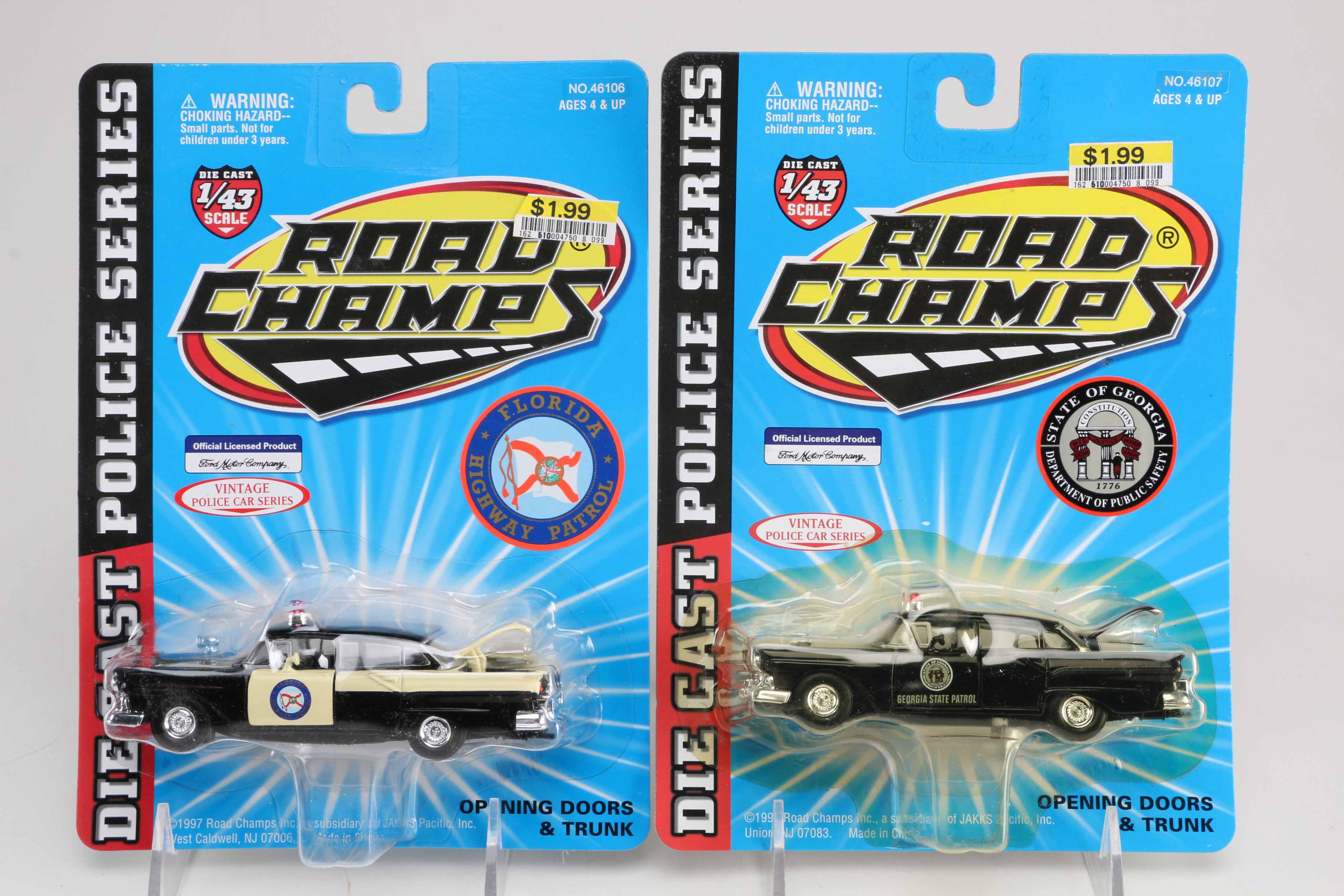 Assortment of Road Champs State Trooper Toy Cars