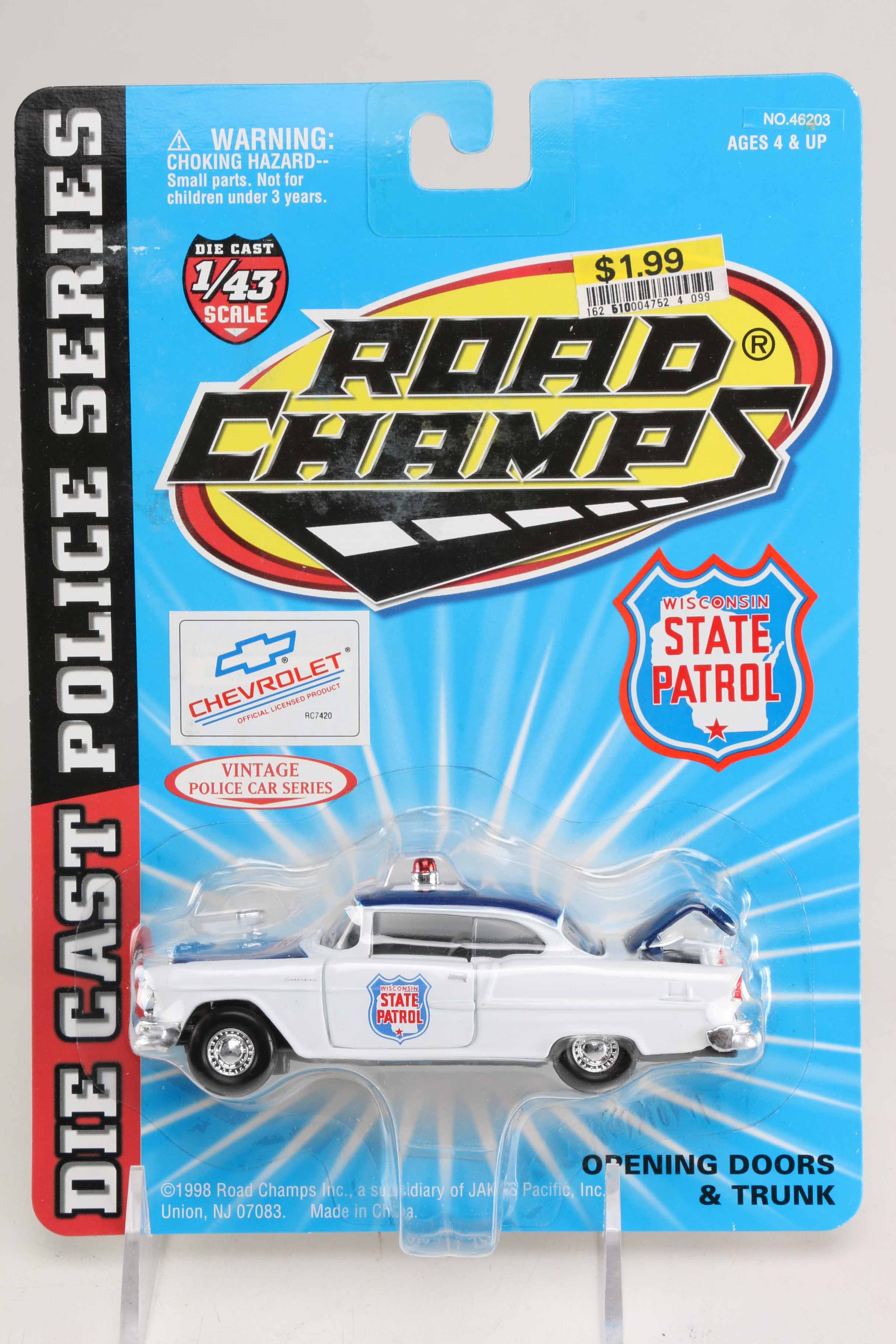 Assortment of Road Champs State Trooper Toy Cars