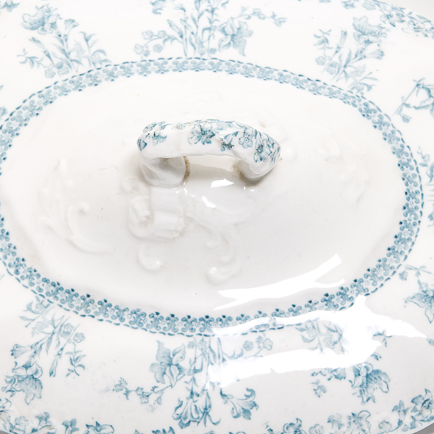 Vintage Hampton Blue and White Covered Serving Dish by New Wharf Pottery England