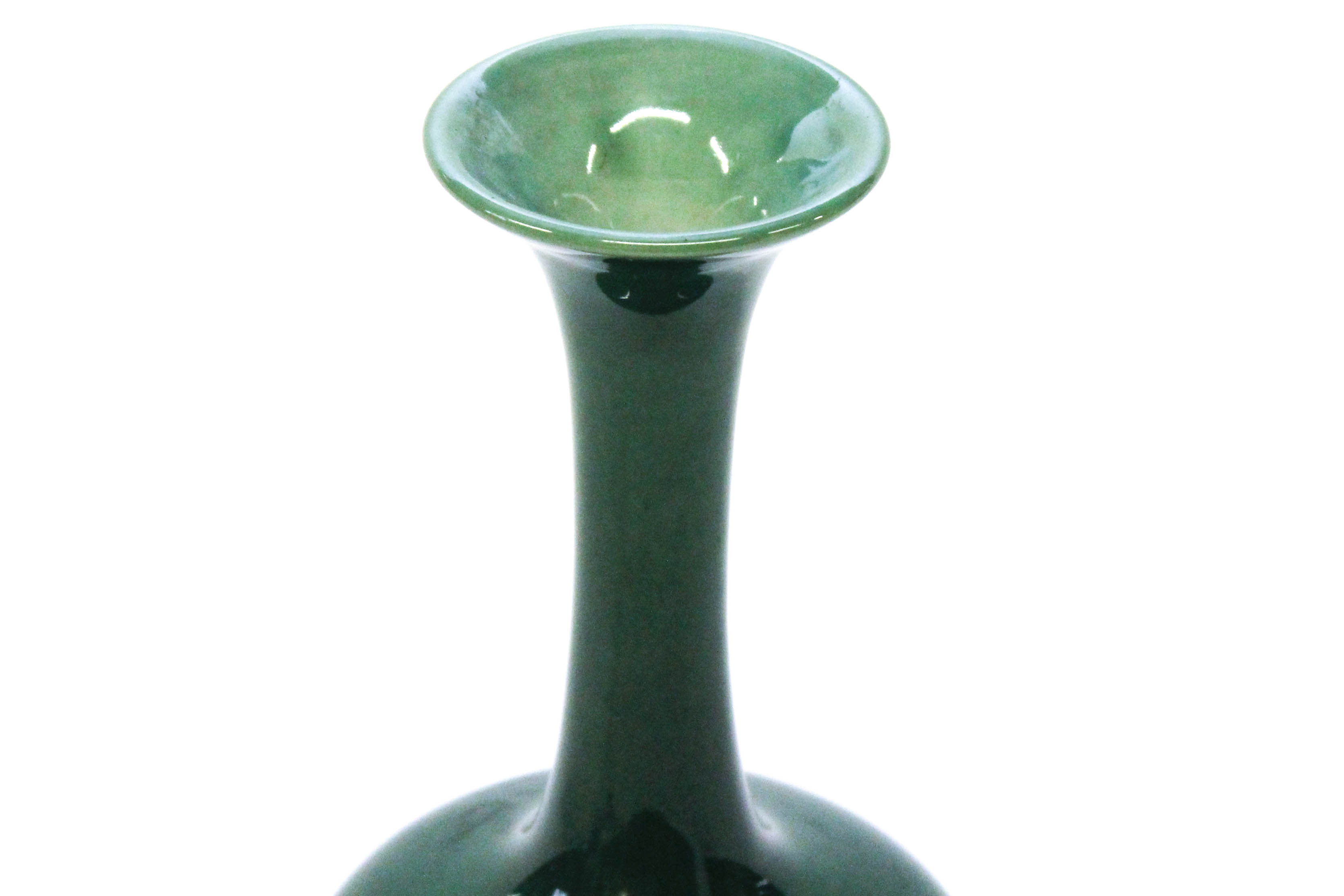 1886 Rookwood Pottery Large Dark Green Bud Vase