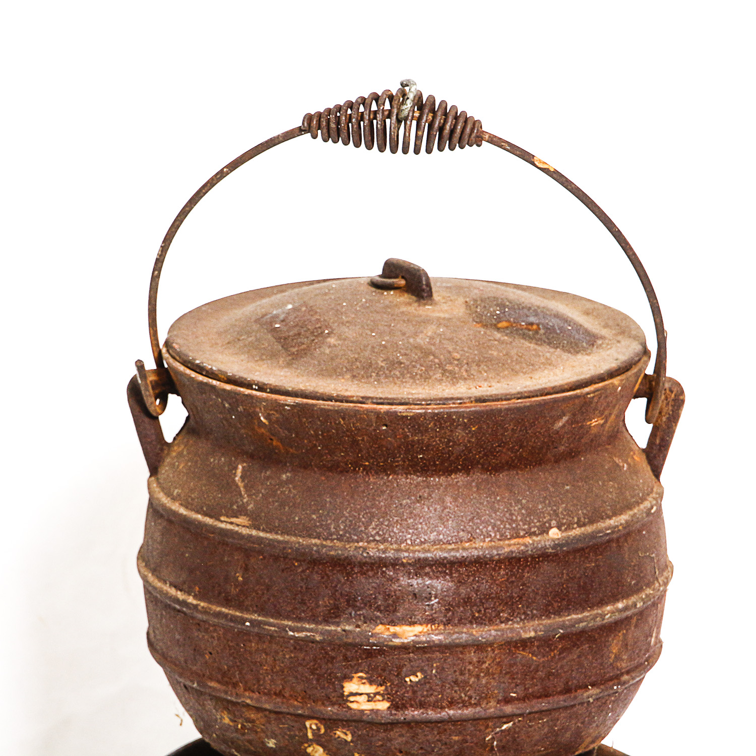 Vintage Cast Iron Pot with Lid and Stand