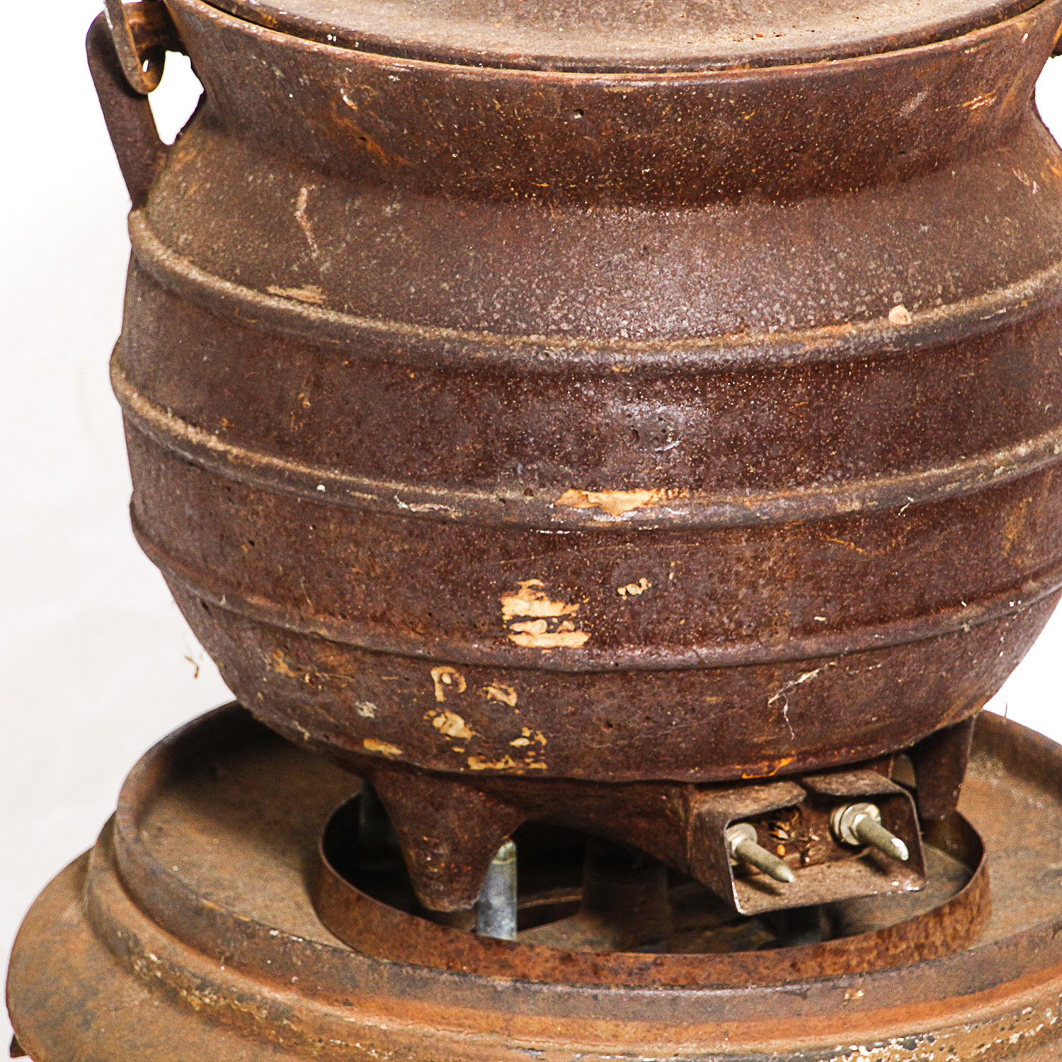 Vintage Cast Iron Pot with Lid and Stand