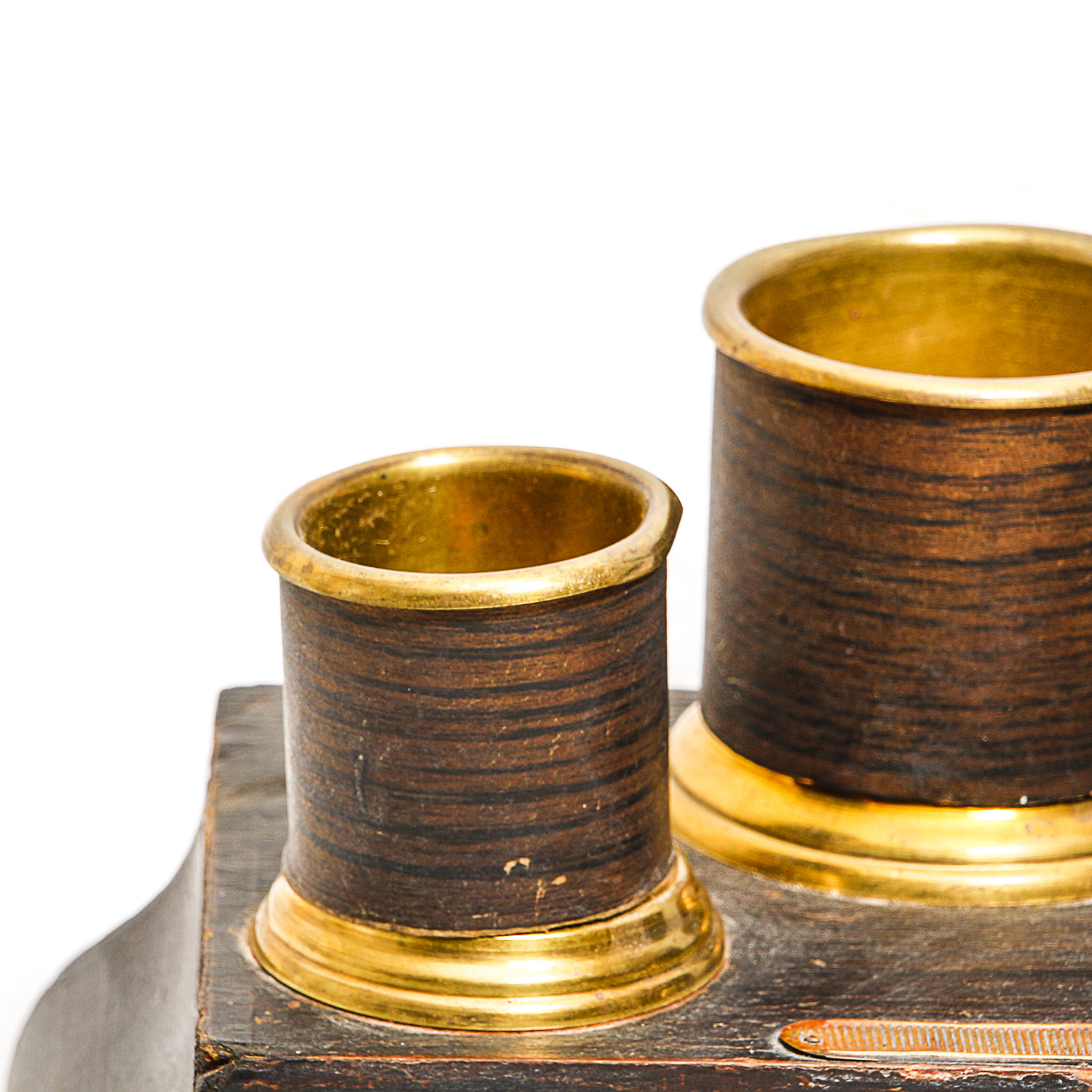 Vintage Black Tobacco Box with Gold Trim and a Zippo Lighter