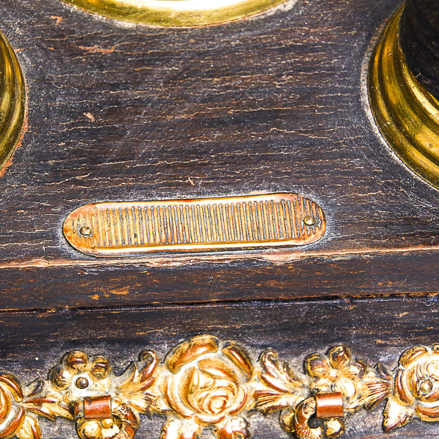 Vintage Black Tobacco Box with Gold Trim and a Zippo Lighter