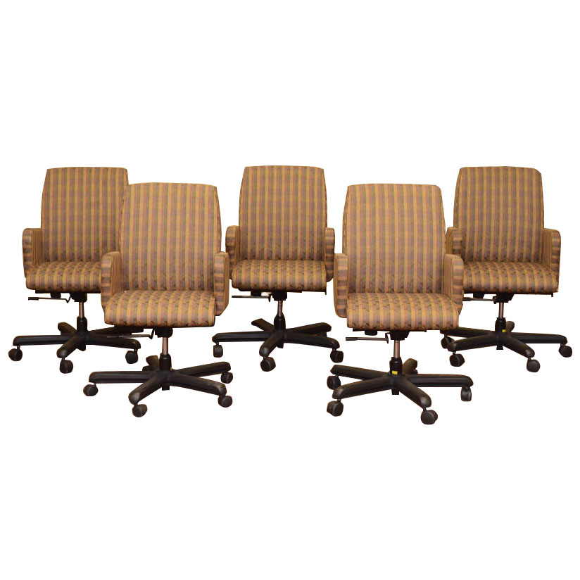 Five Upholstered Conference Room Arm Chairs