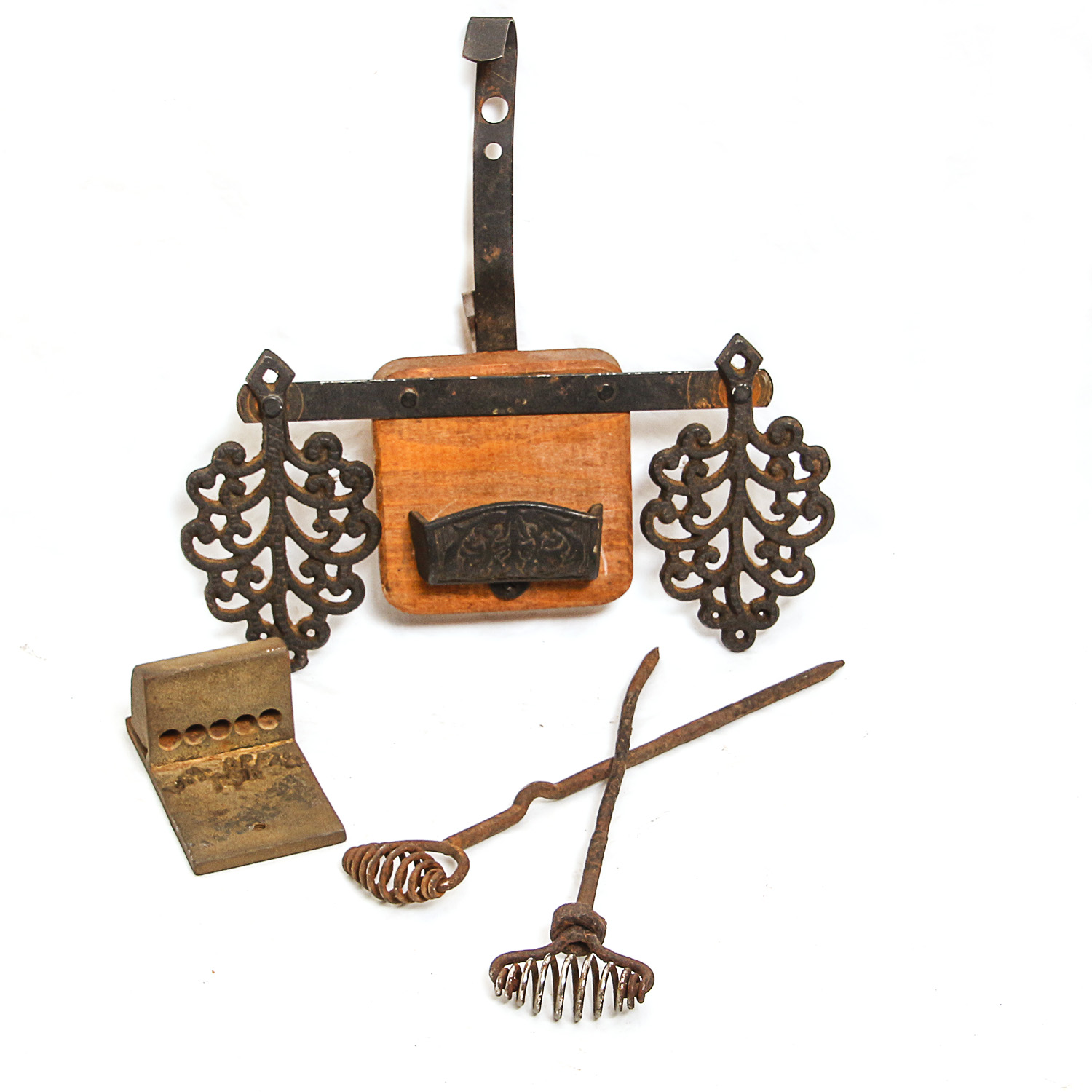 Collection of Vintage Stove Items and Match Holder