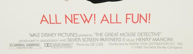 Walt Disney Pictures Theatrical Release Poster "The Great Mouse Detective"