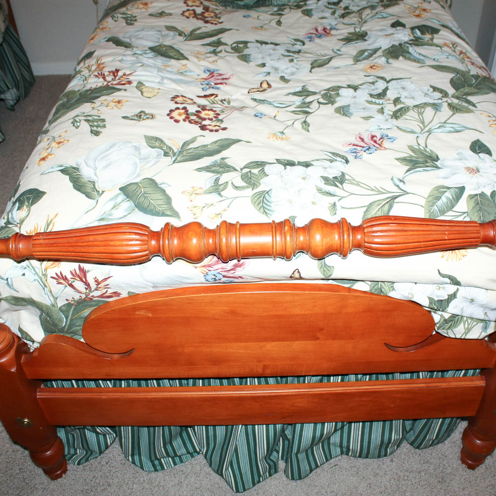 Pair of Kling Federal Style Maple Twin Beds and Bedding