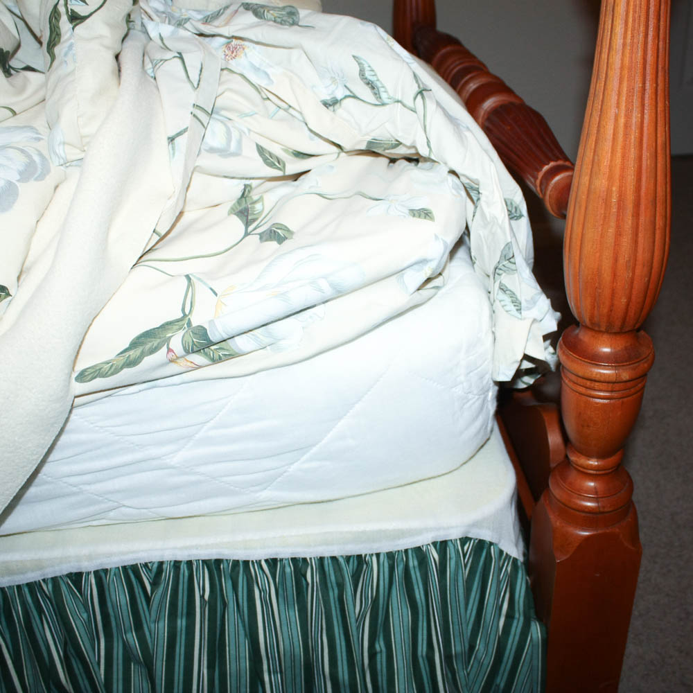 Pair of Kling Federal Style Maple Twin Beds and Bedding