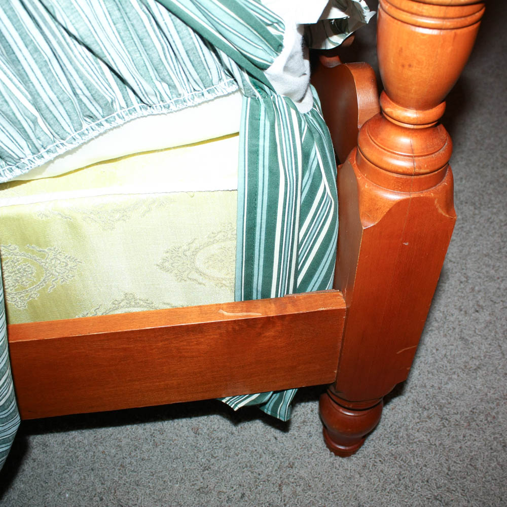 Pair of Kling Federal Style Maple Twin Beds and Bedding