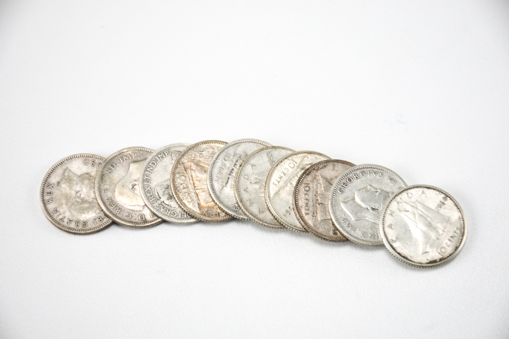 Canadian 25, 10 And 5 Cent Coins