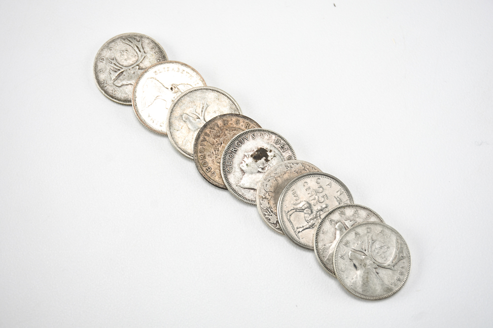 Canadian 25, 10 And 5 Cent Coins