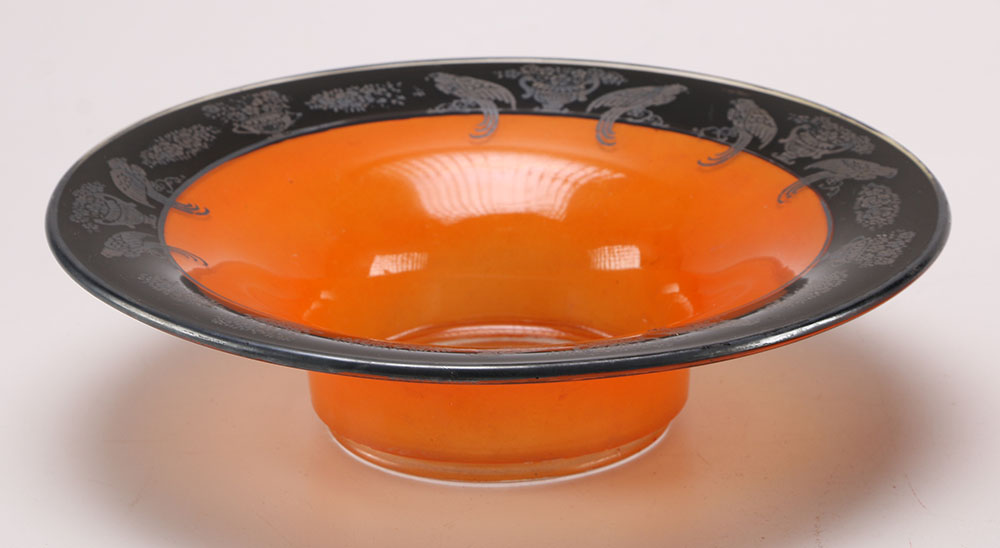 Vintage Orange and Black Glass Serving Pieces