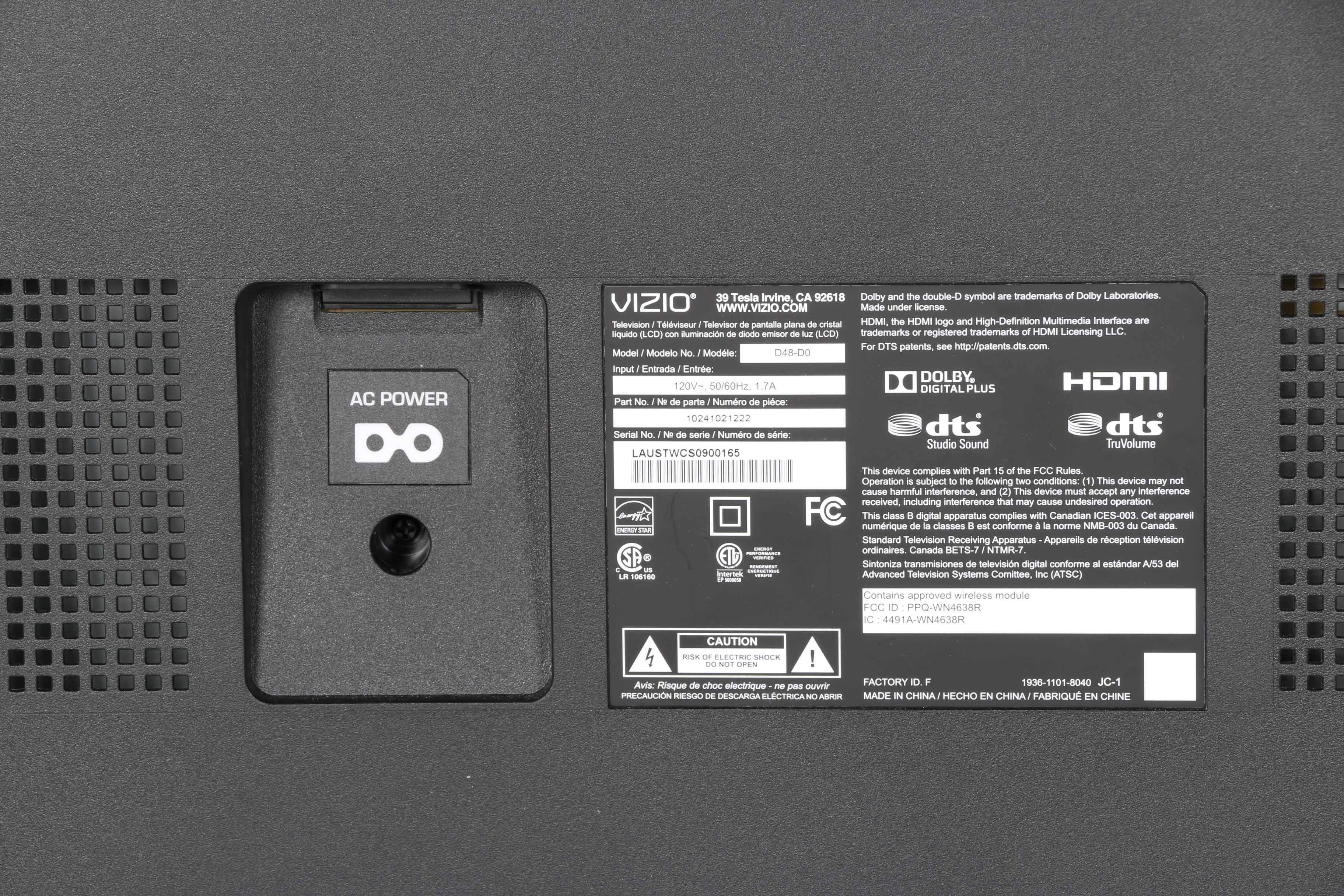 48" Vizio Flat Screen Smart Television