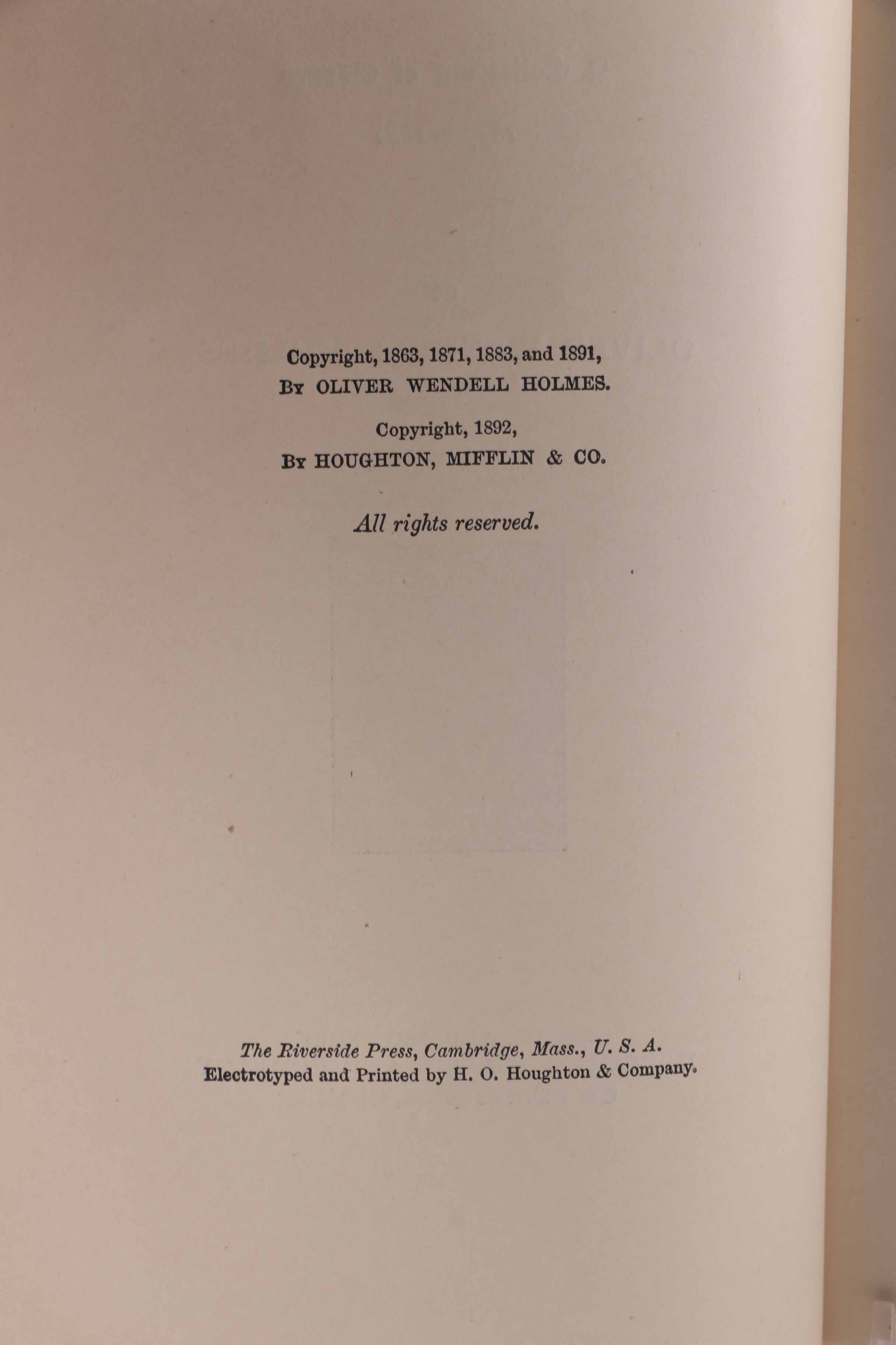 Fifteen-Volume Collection of the Work of Oliver Wendell Holmes