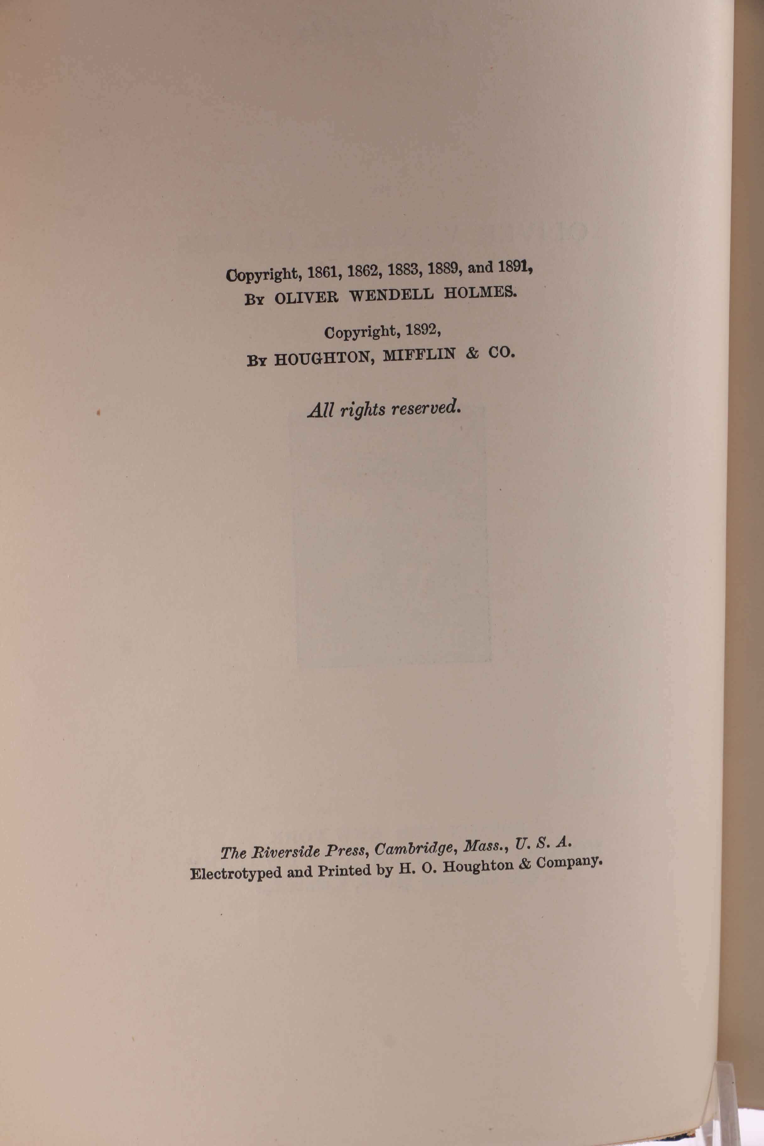 Fifteen-Volume Collection of the Work of Oliver Wendell Holmes
