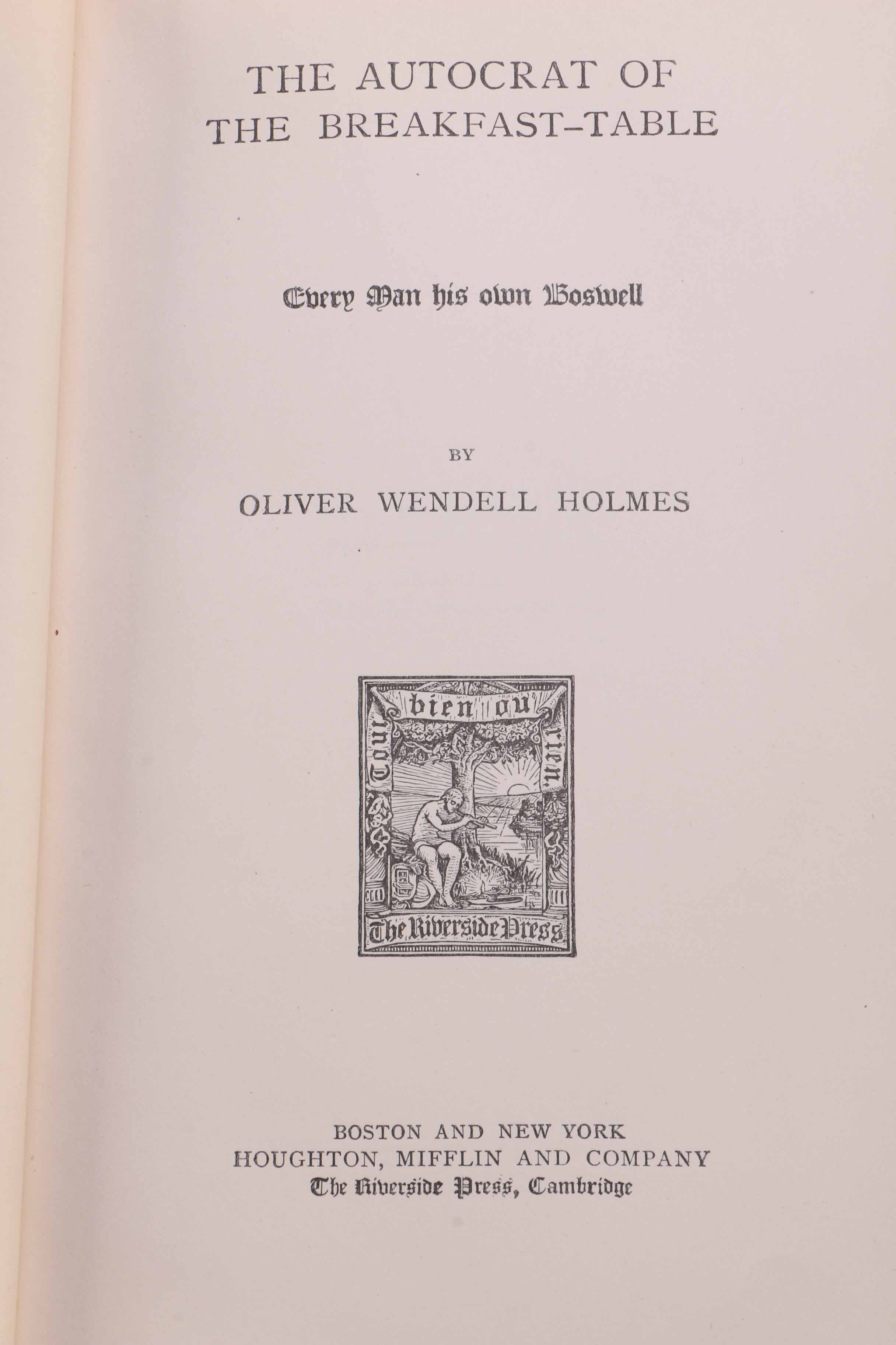 Fifteen-Volume Collection of the Work of Oliver Wendell Holmes