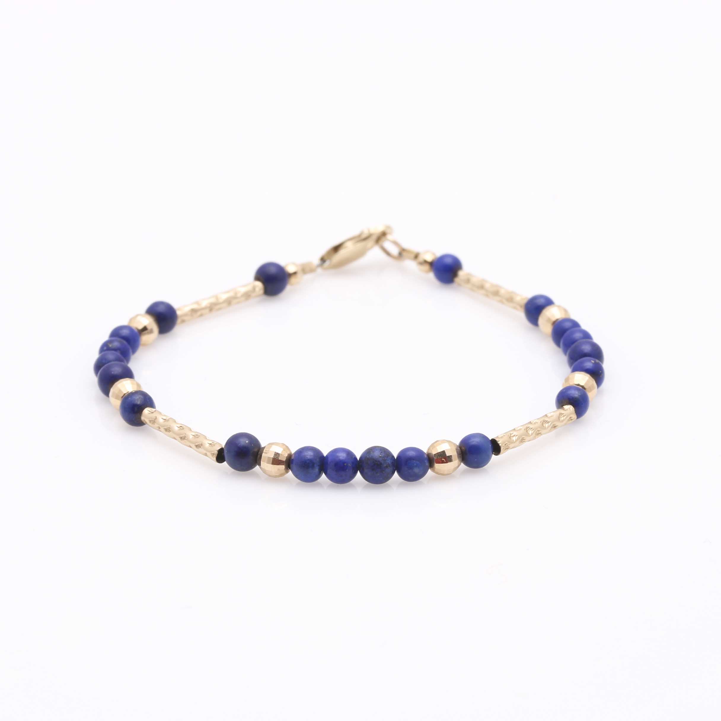 14K Yellow Gold and Lapis Bracelet